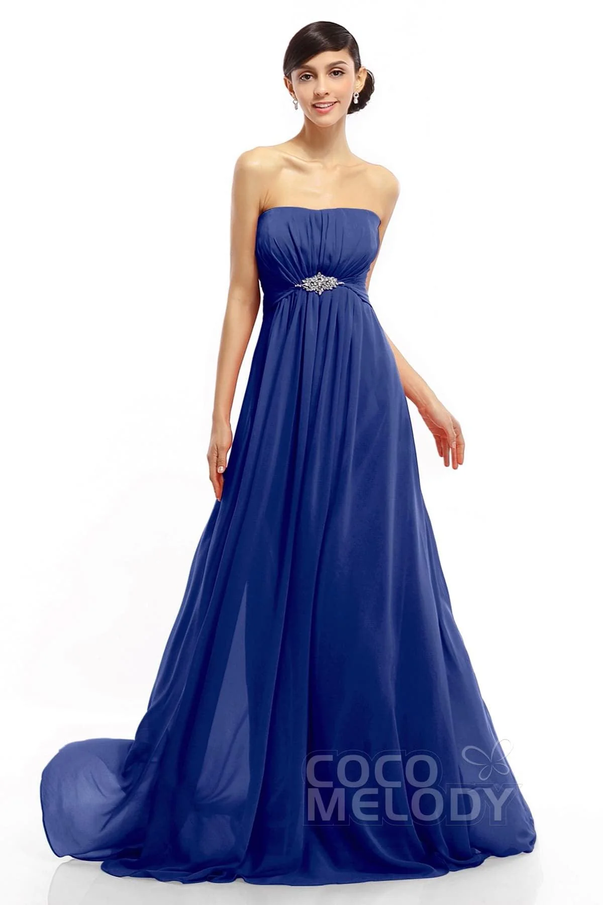 A-Line Sweep-Brush Train Chiffon Dresses COLT14008