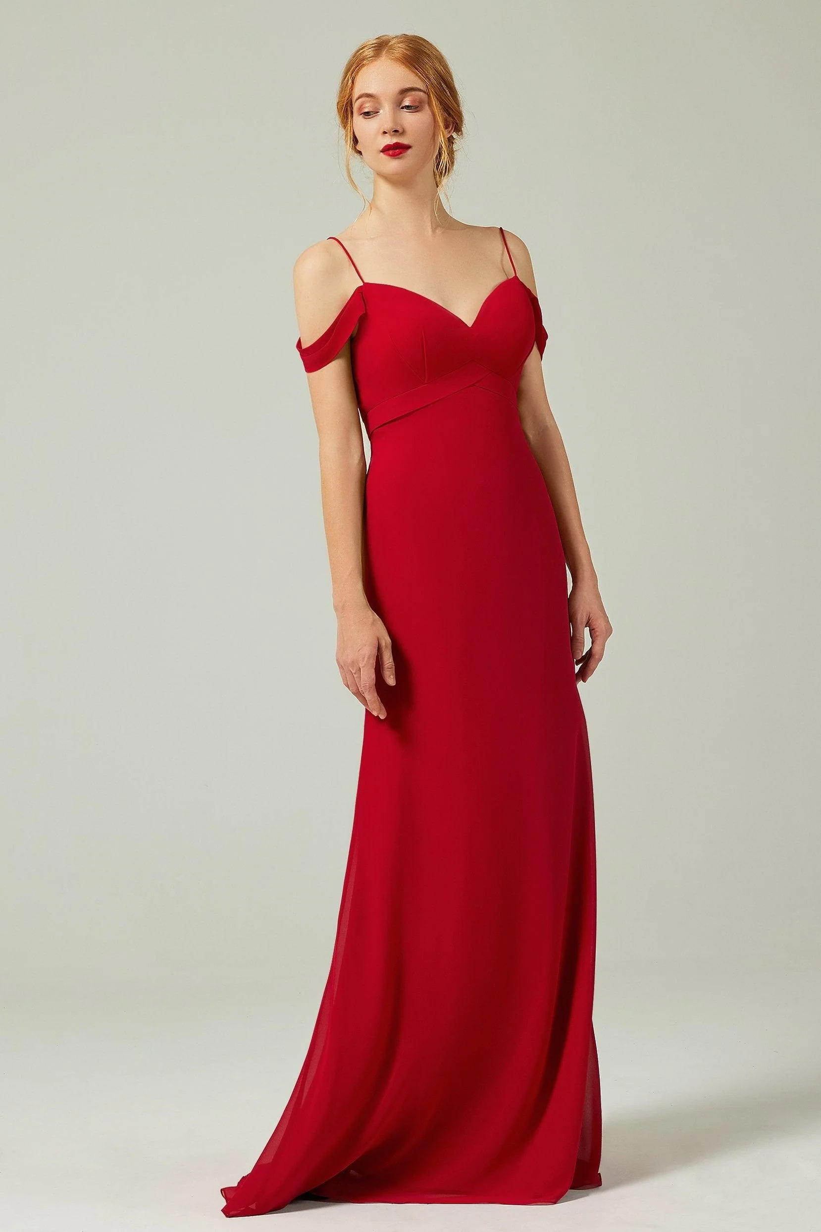 Sheath-Column Floor Length Chiffon Bridesmaid Dress Formal Dresses CB0343
