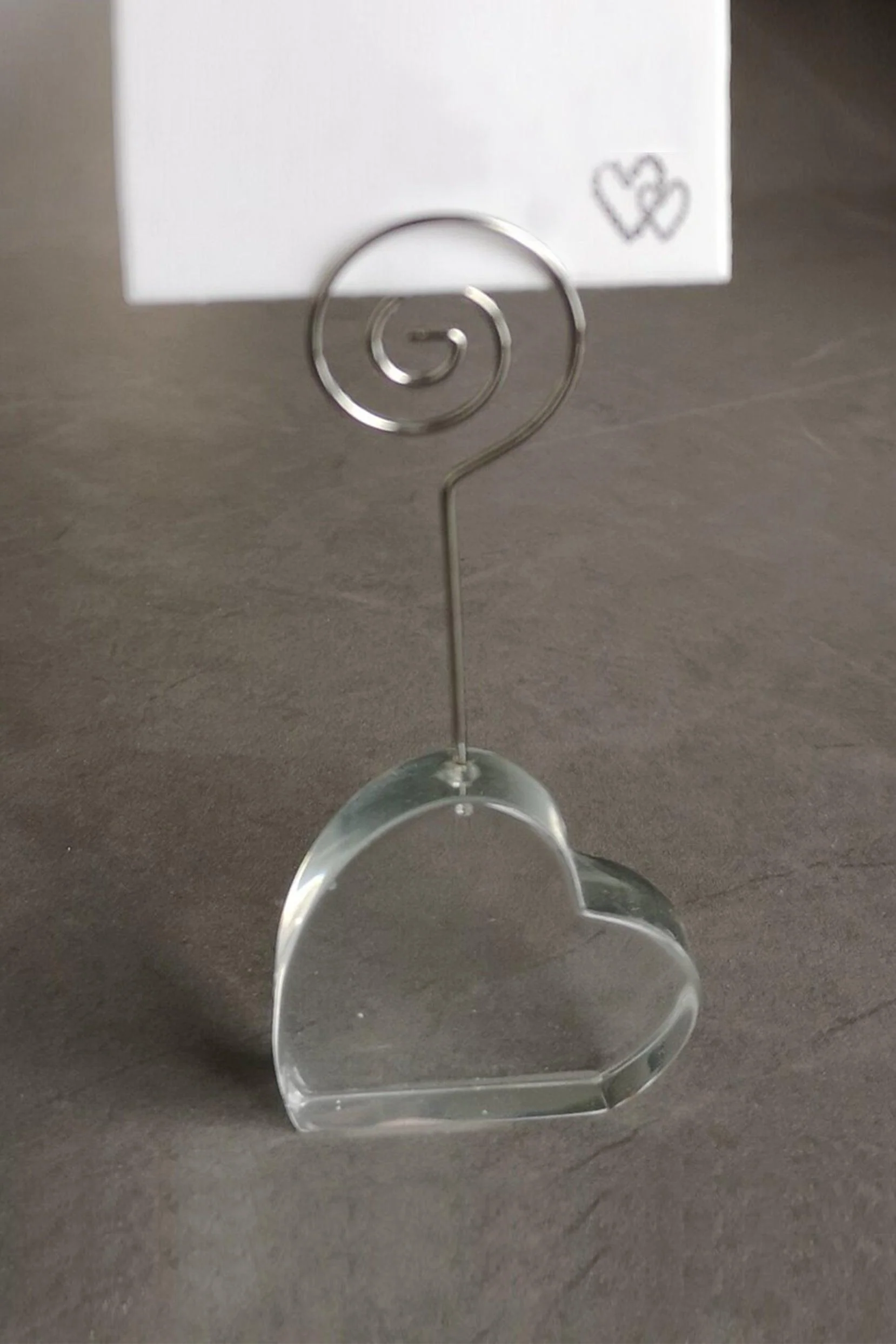 Crystal Place Card Holders with Heart-Shaped Base CGF0213 (Set of 6 pcs)