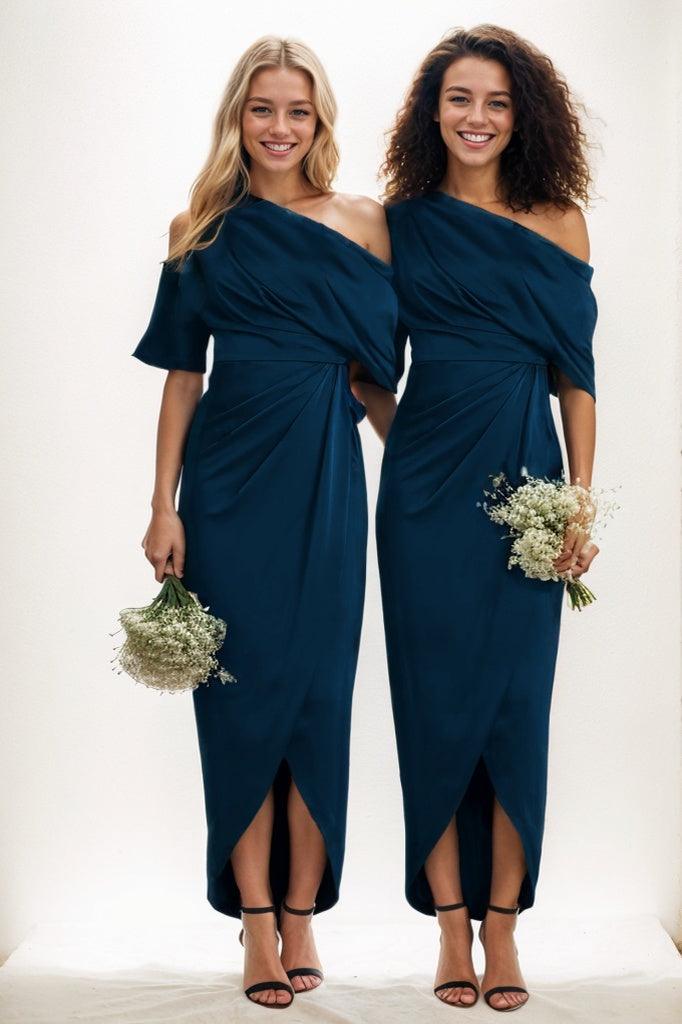 Sheath Bridesmaid Dress with Ruffles Ankle Length CB0805