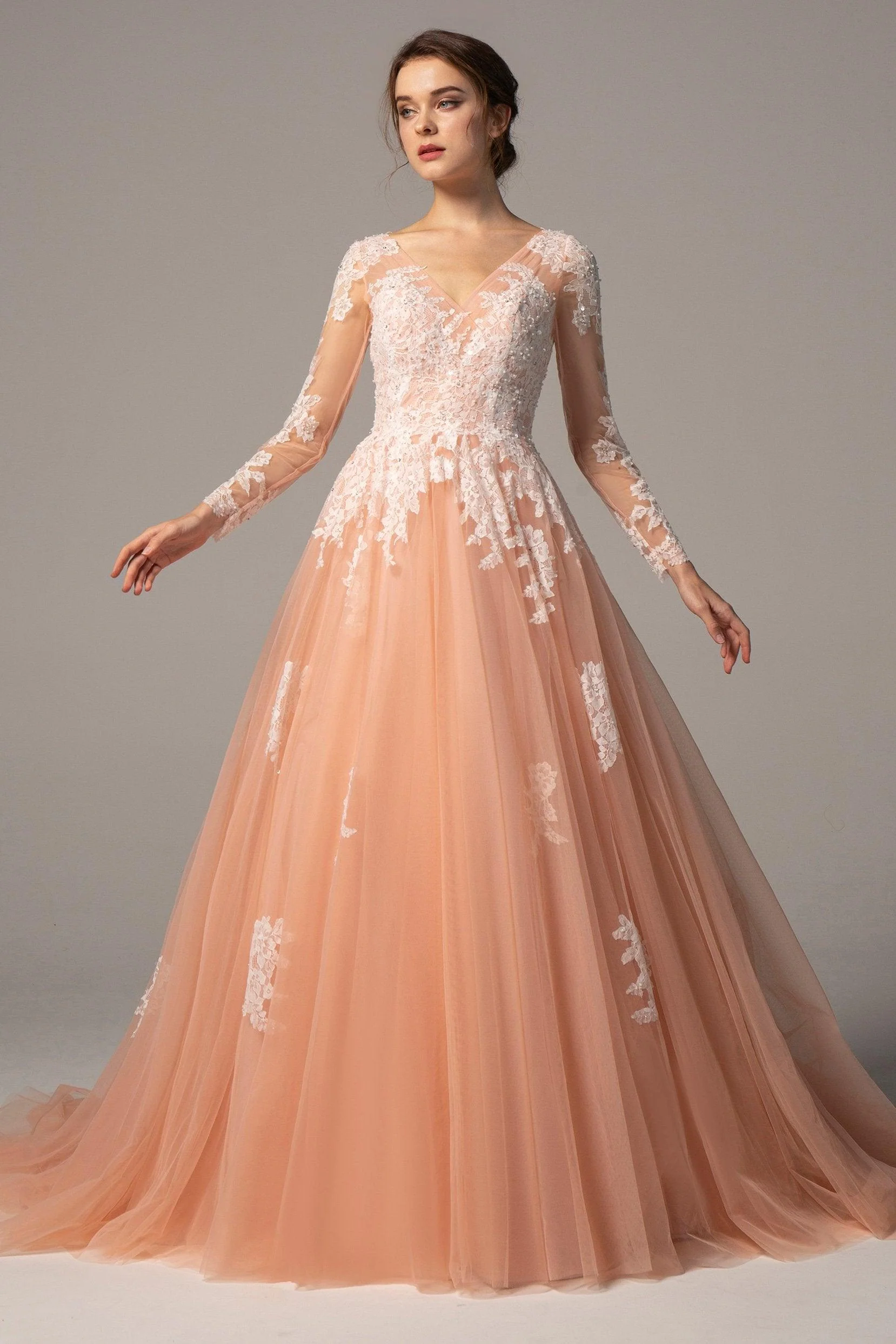 A-Line Court Train Tulle Wedding Dress CW2337