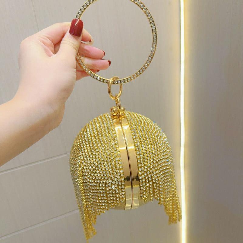 Rhinestone lady bag fringe bag party bag 786140693461