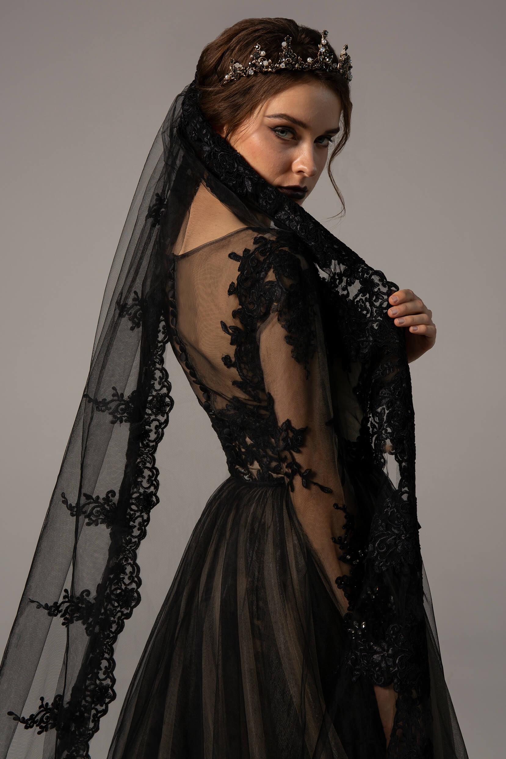 One-tier Lace Edge Tulle Cathedral Veils Appliques CV0225