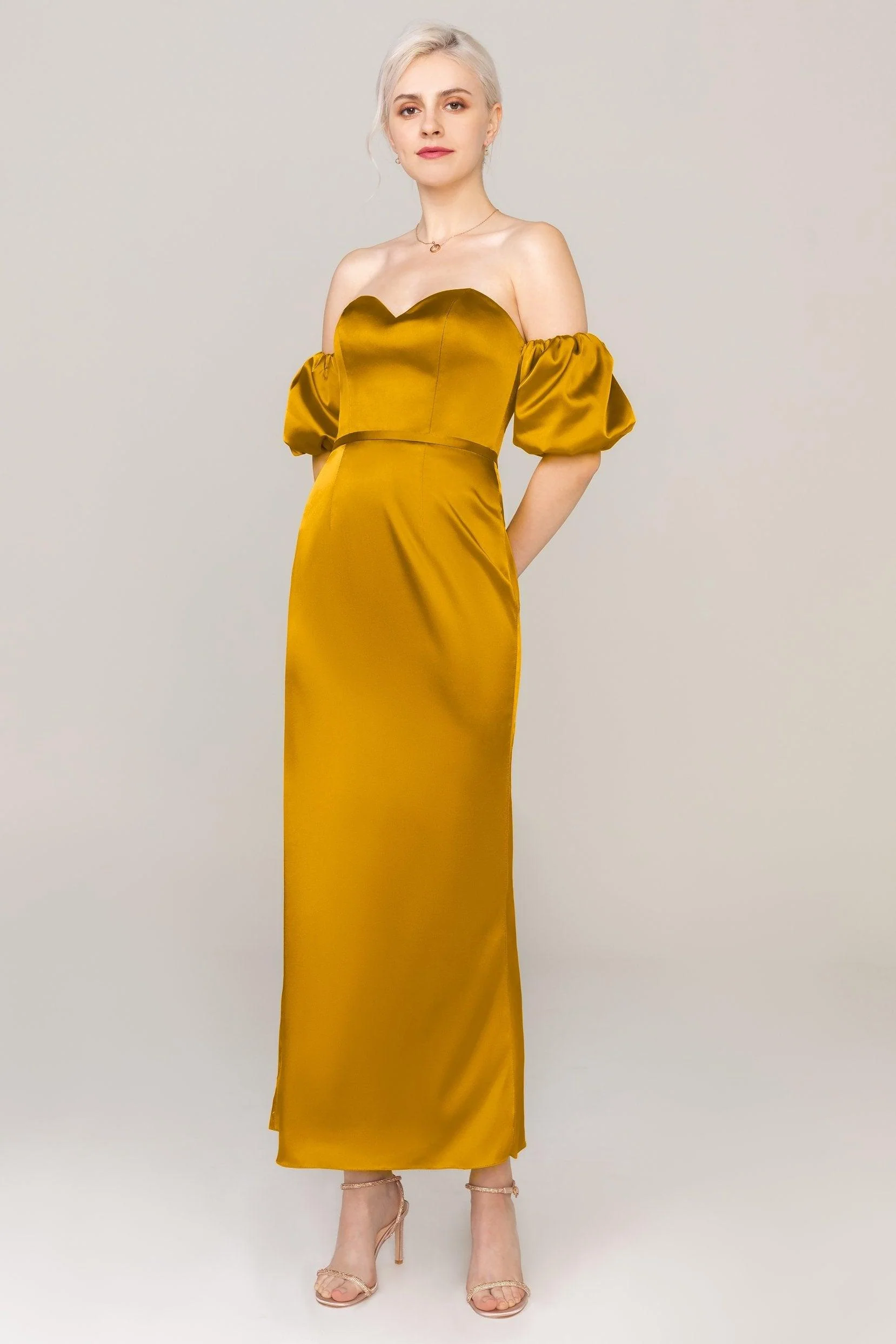 Sheath Ankle Length Luxe Satin Dress CS0306