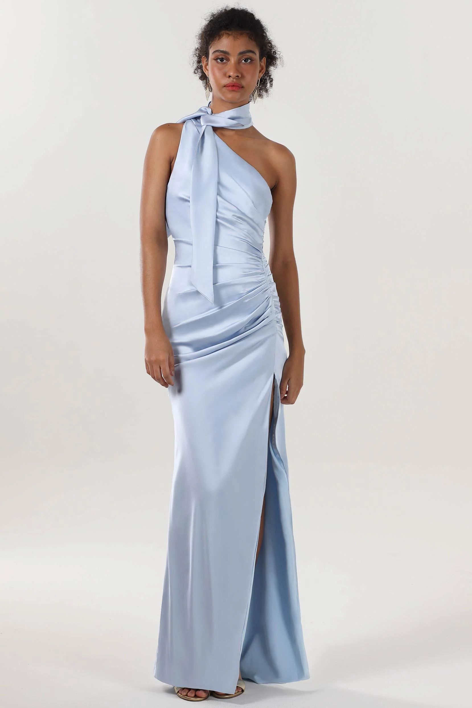 Sheath-Column Maxi Luxe Satin Formal Dress CS0604