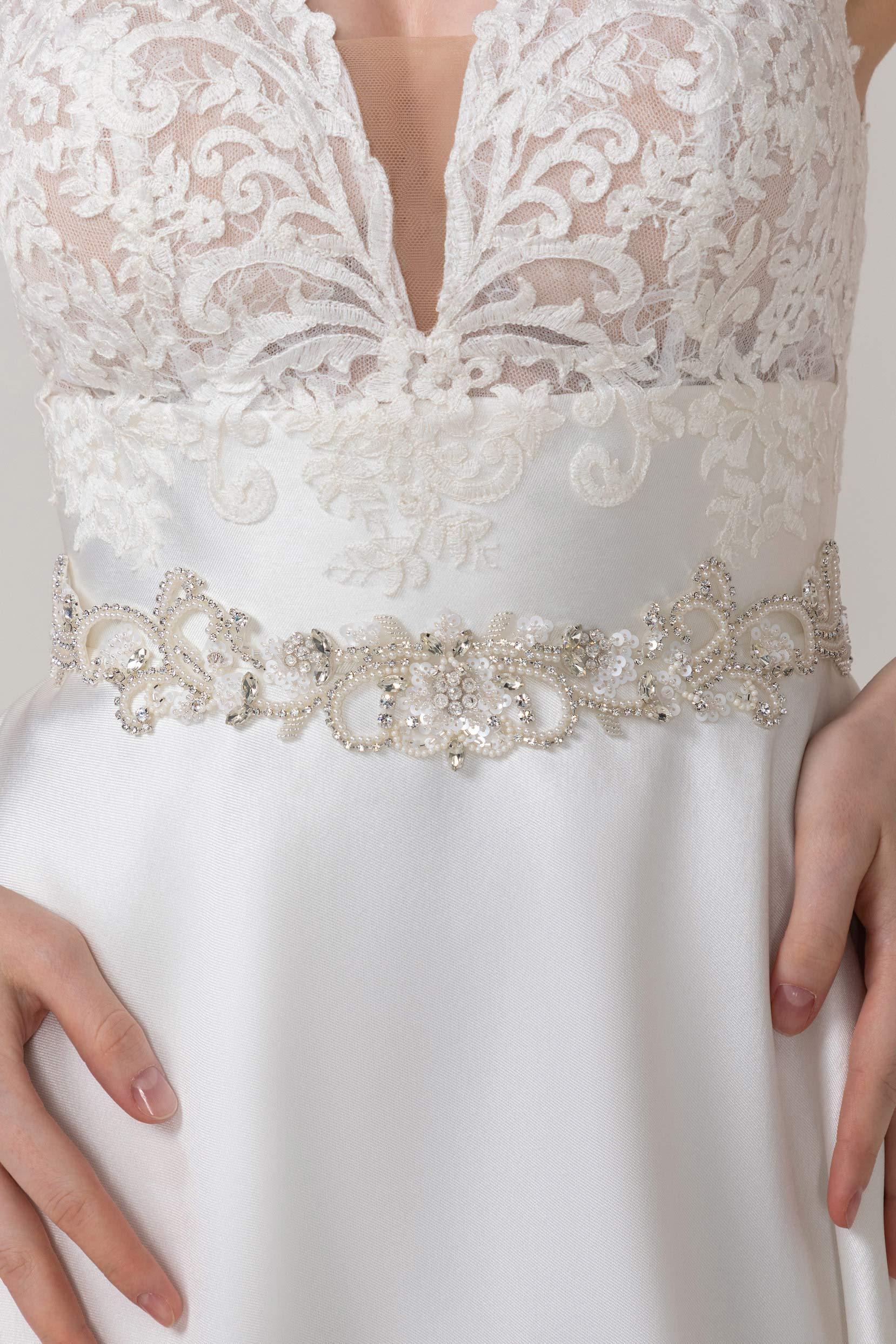Ribbons Wedding Sash With Rhinestone and Sequins CC0074