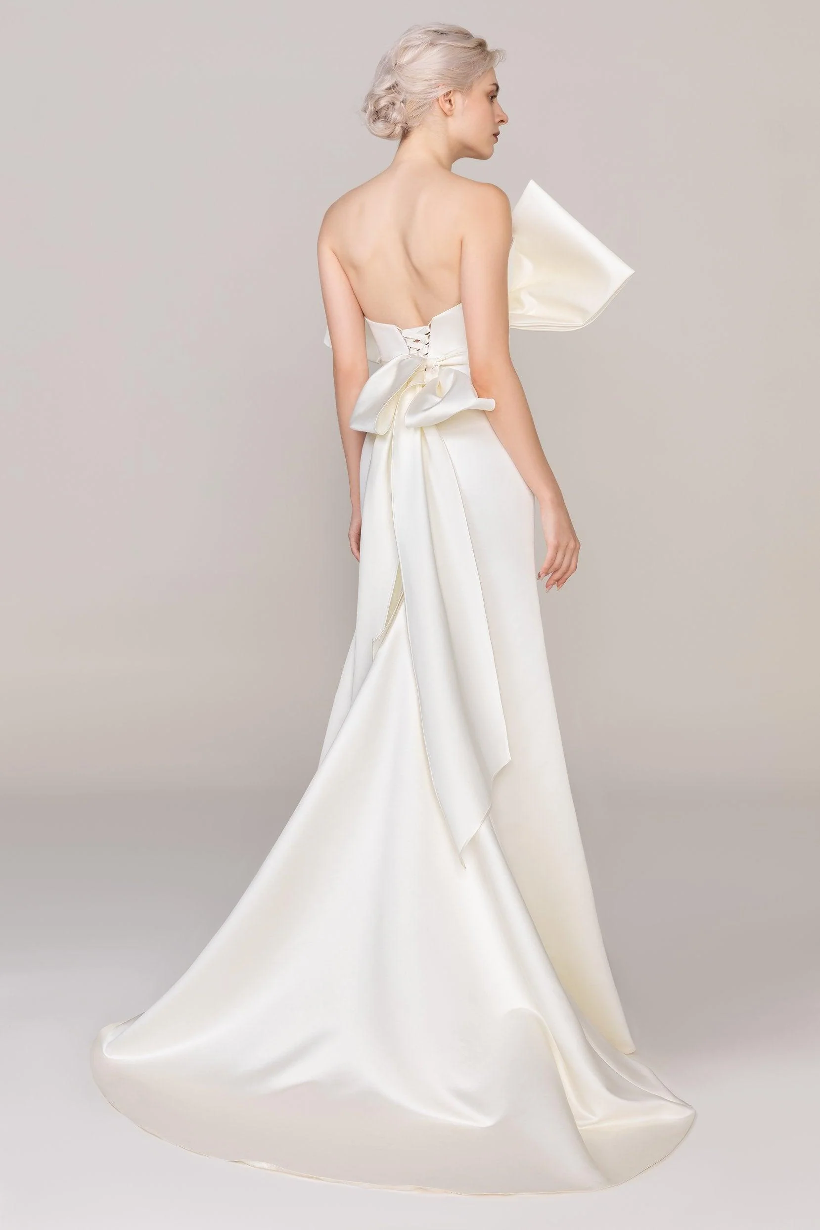 Trumpet-Mermaid Sweep-Brush Train Satin Wedding Dress CW2479
