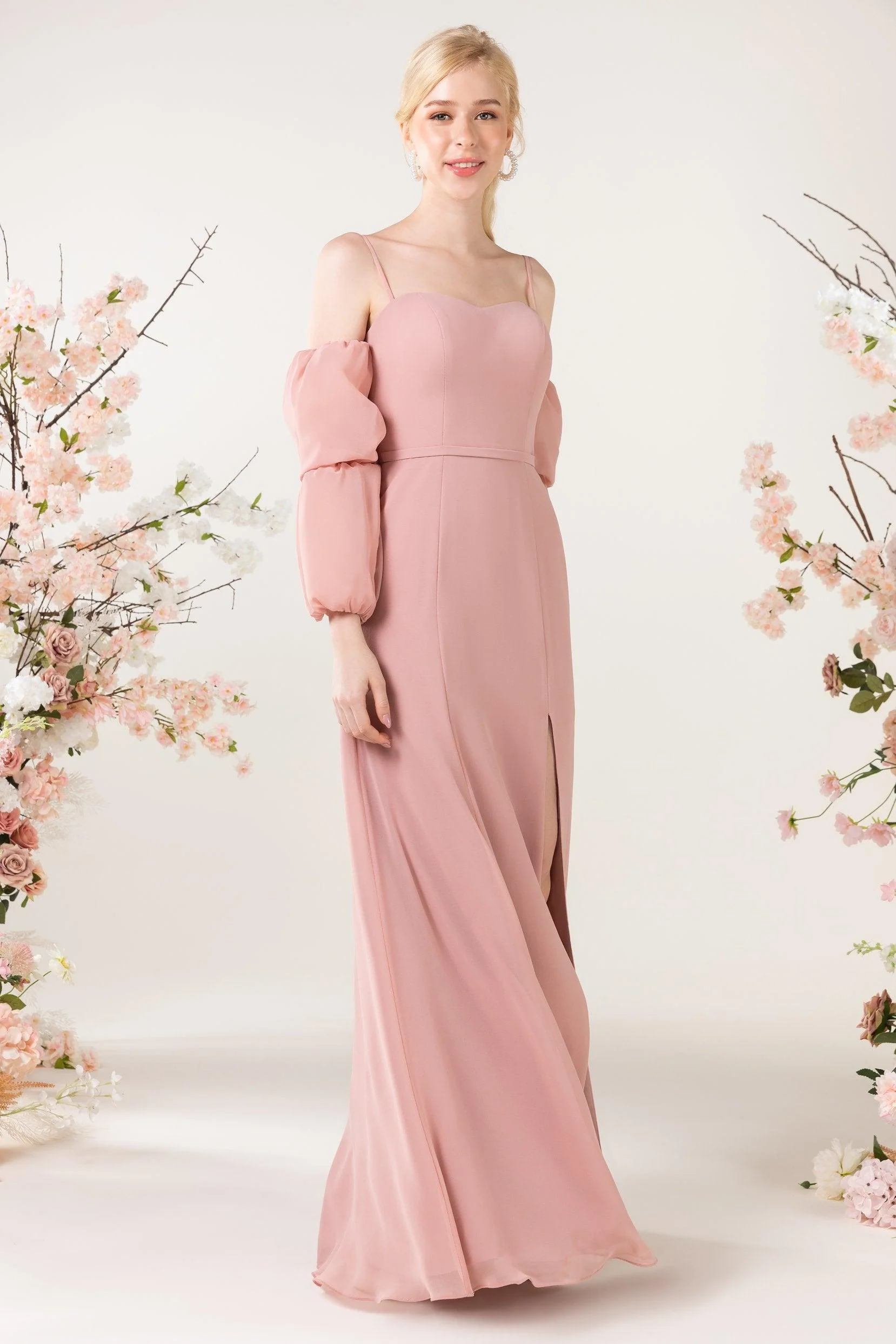 Trumpet Sweep-Brush Train Chiffon Bridesmaid Dress CB0459