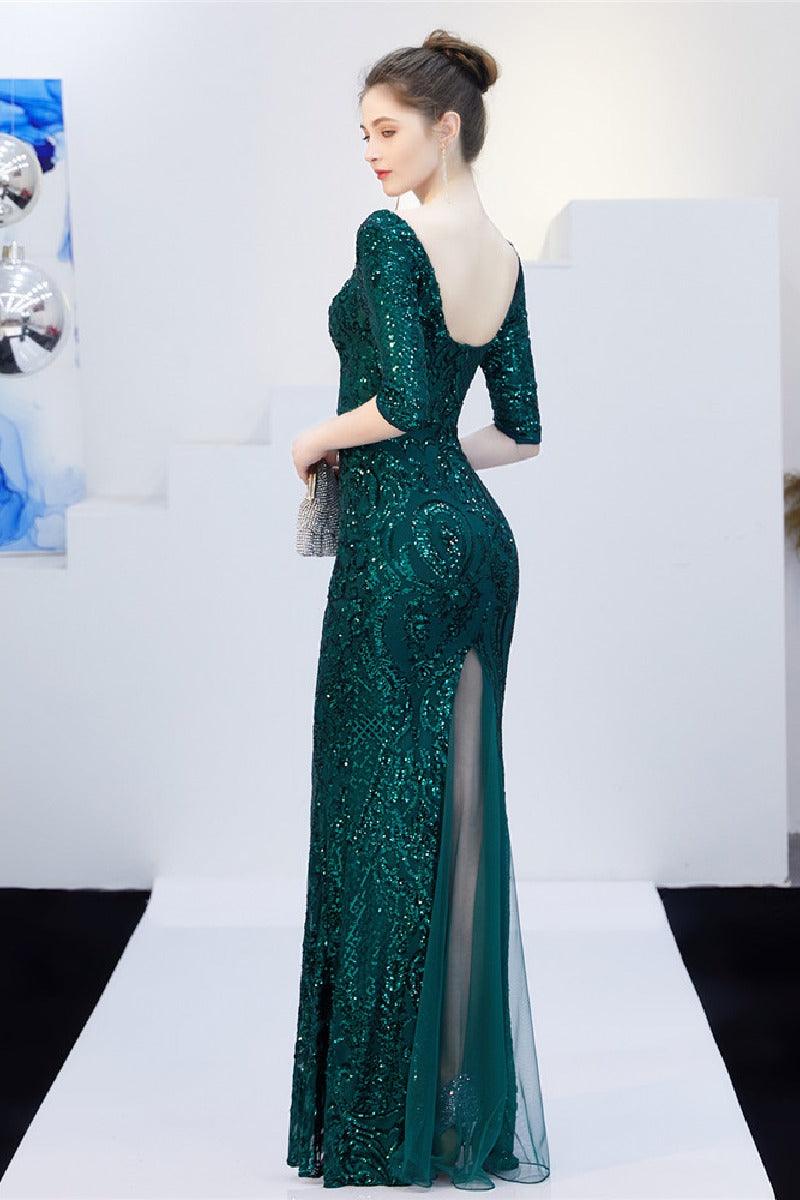 Sheath-column floor length sequined dress 646843637337