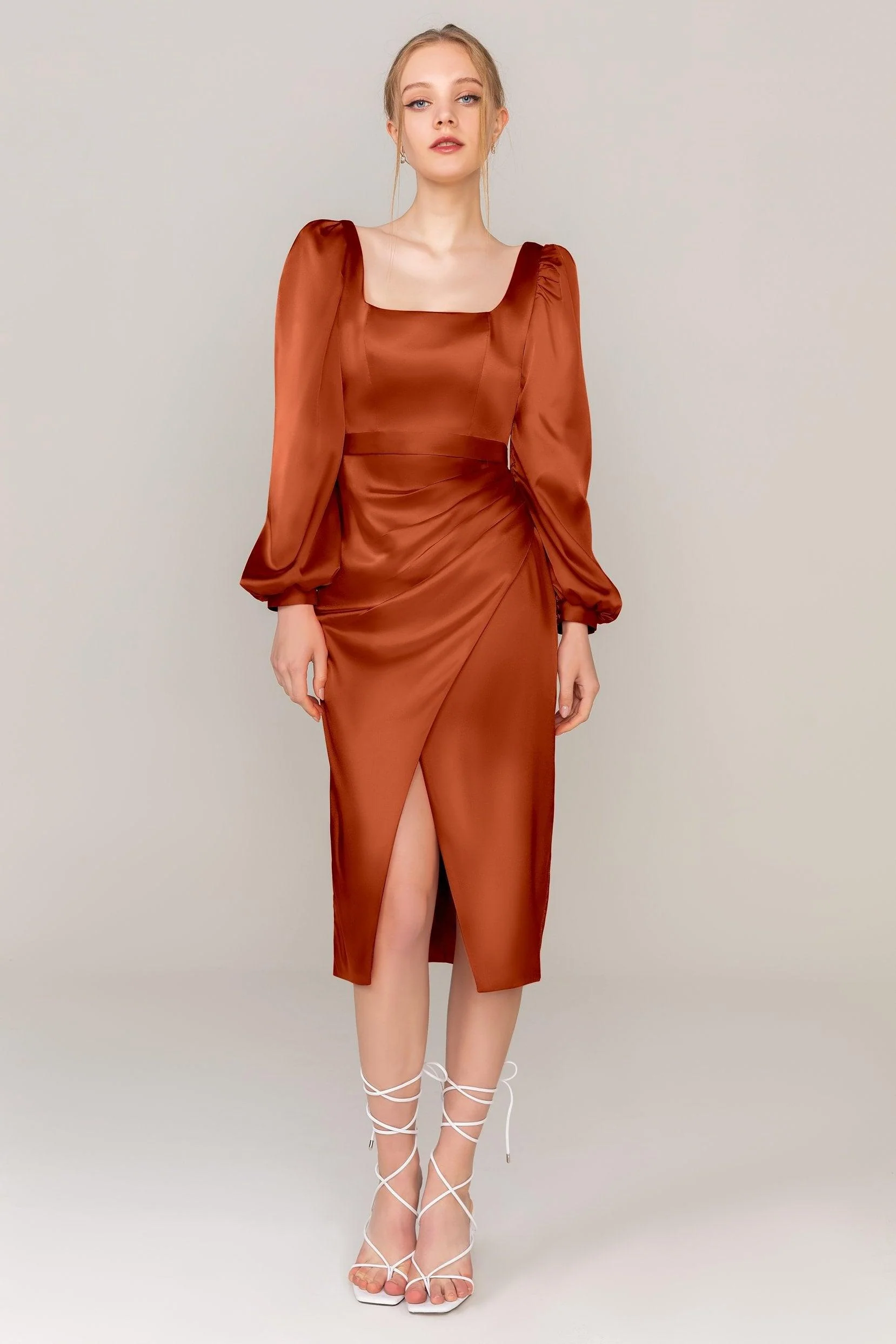 Sheath Knee Length Luxe Satin Dress CS0318