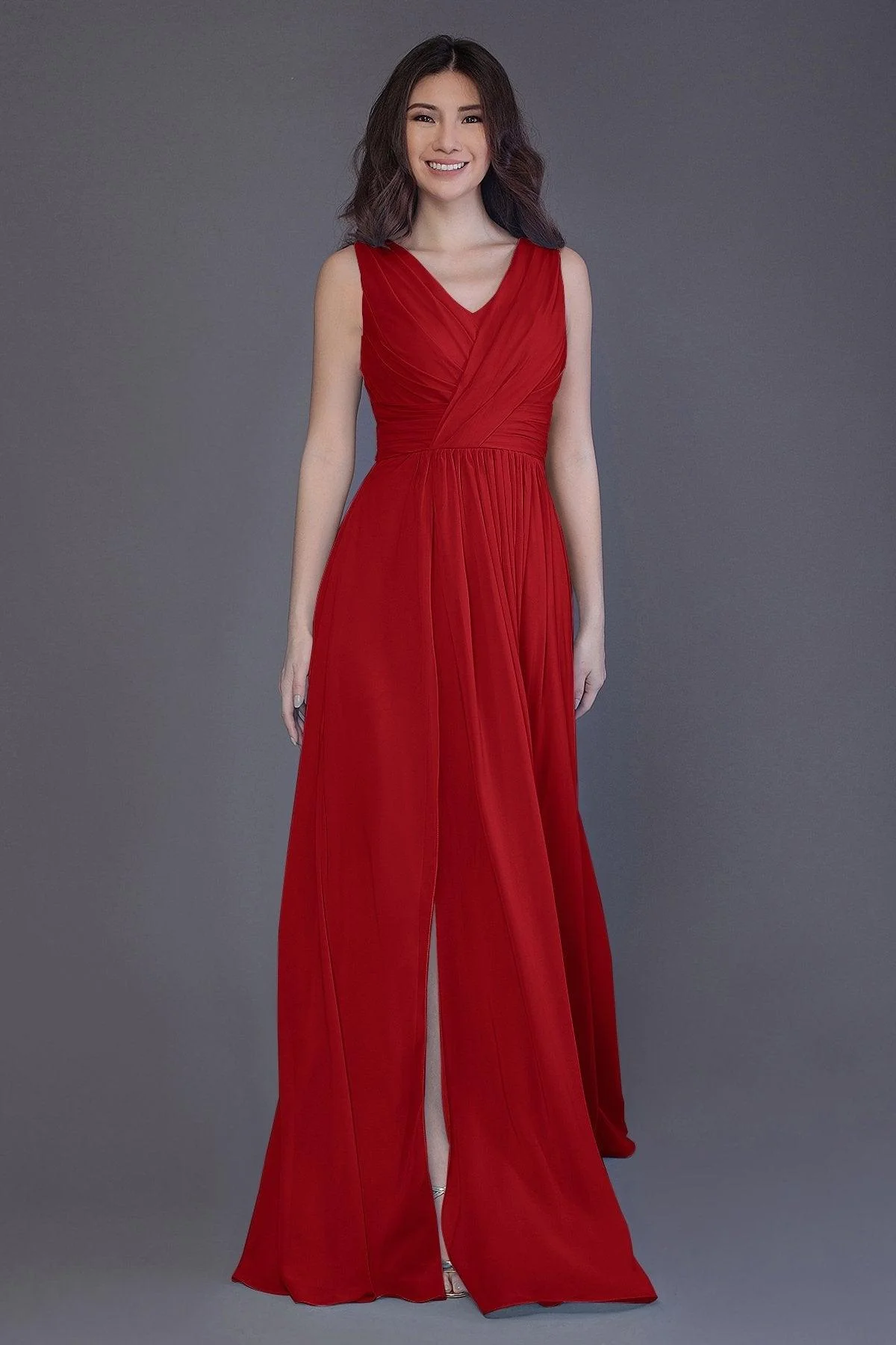Sheath-Column Floor Length Chiffon Bridesmaid Dress PR3499