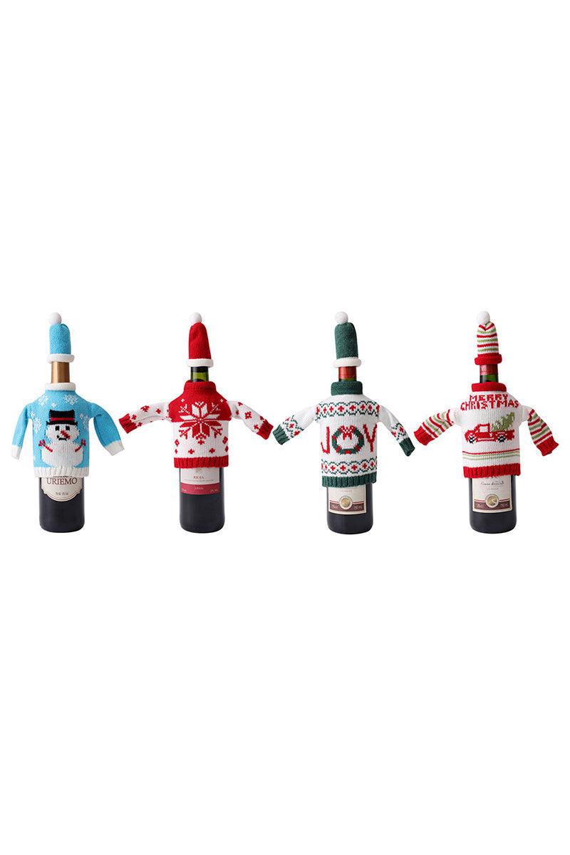Christmas decorations wine knit bottle set holiday scene layout 807308392160