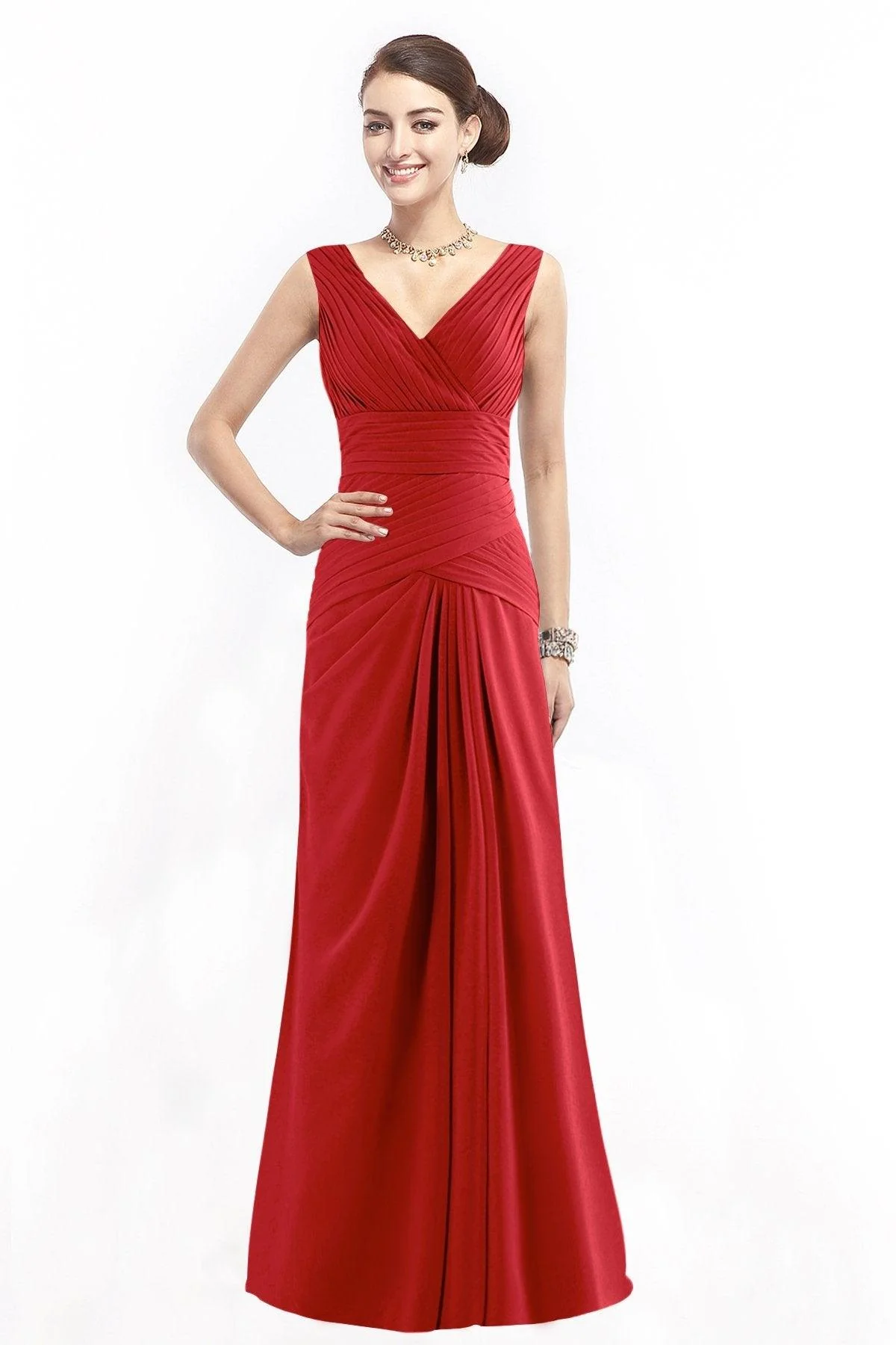 Sheath Floor Length Chiffon Bridesmaid Dress COZF1401E