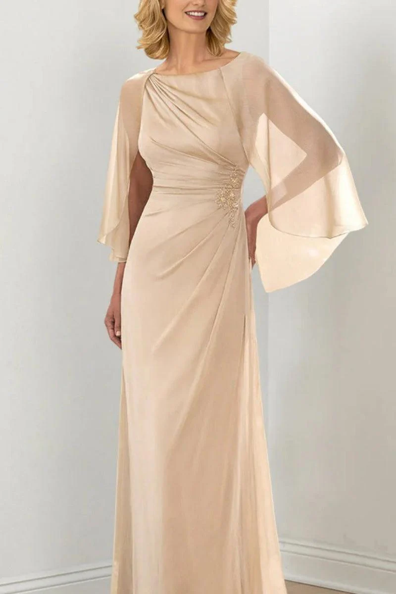 Sheath Column Round Neck Ruched Mother Dresses CM0361