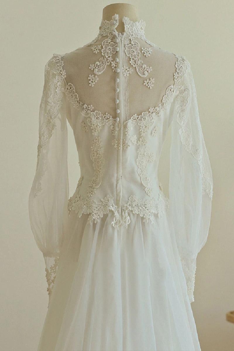 A-Line Sweep-Brush Train Organza Wedding Dress 751725158873