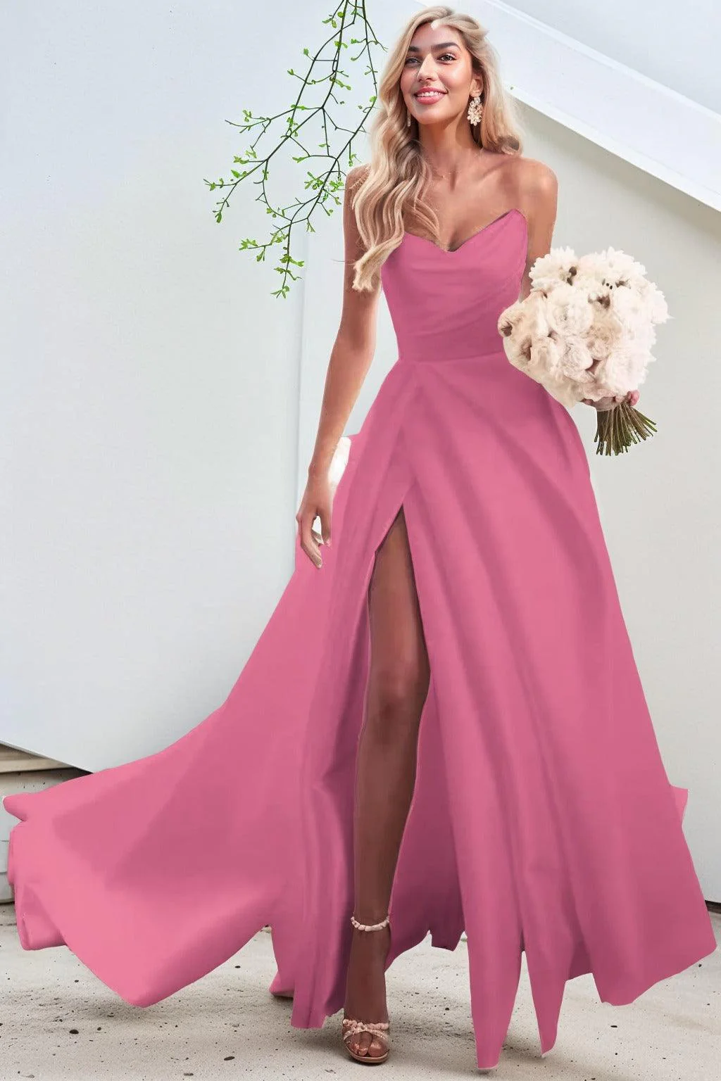 A-Line Court Train Satin Prom Dress CS0423