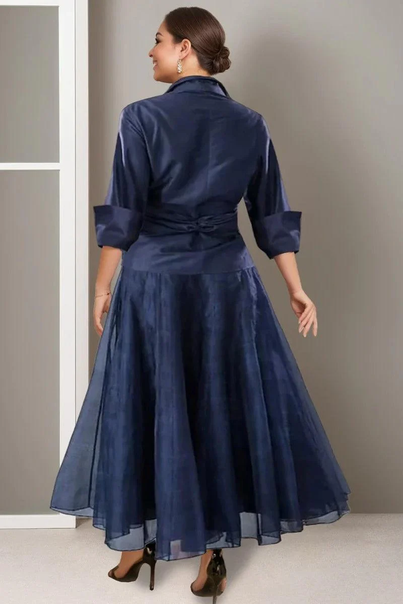 A Line V Neck Half Sleeves Ankle Length Mother Dresses CM0343