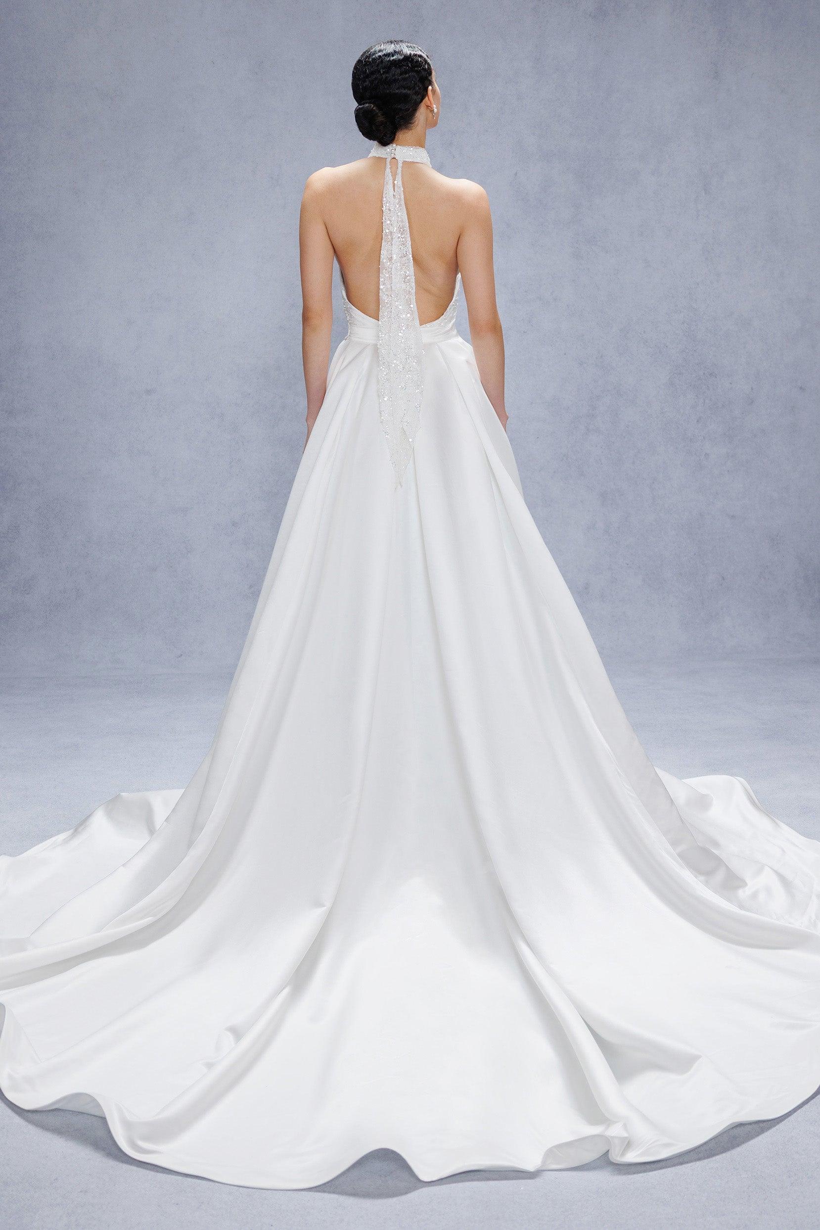 Trumpet-Mermaid Court Train Satin Wedding Dress CW3331