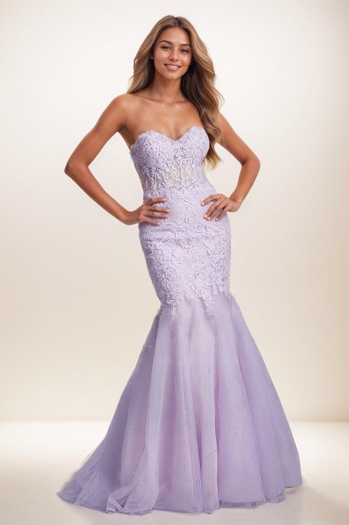 Trumpet Sweetheart Sleeveless Lace Tulle Prom Dresses CS0819
