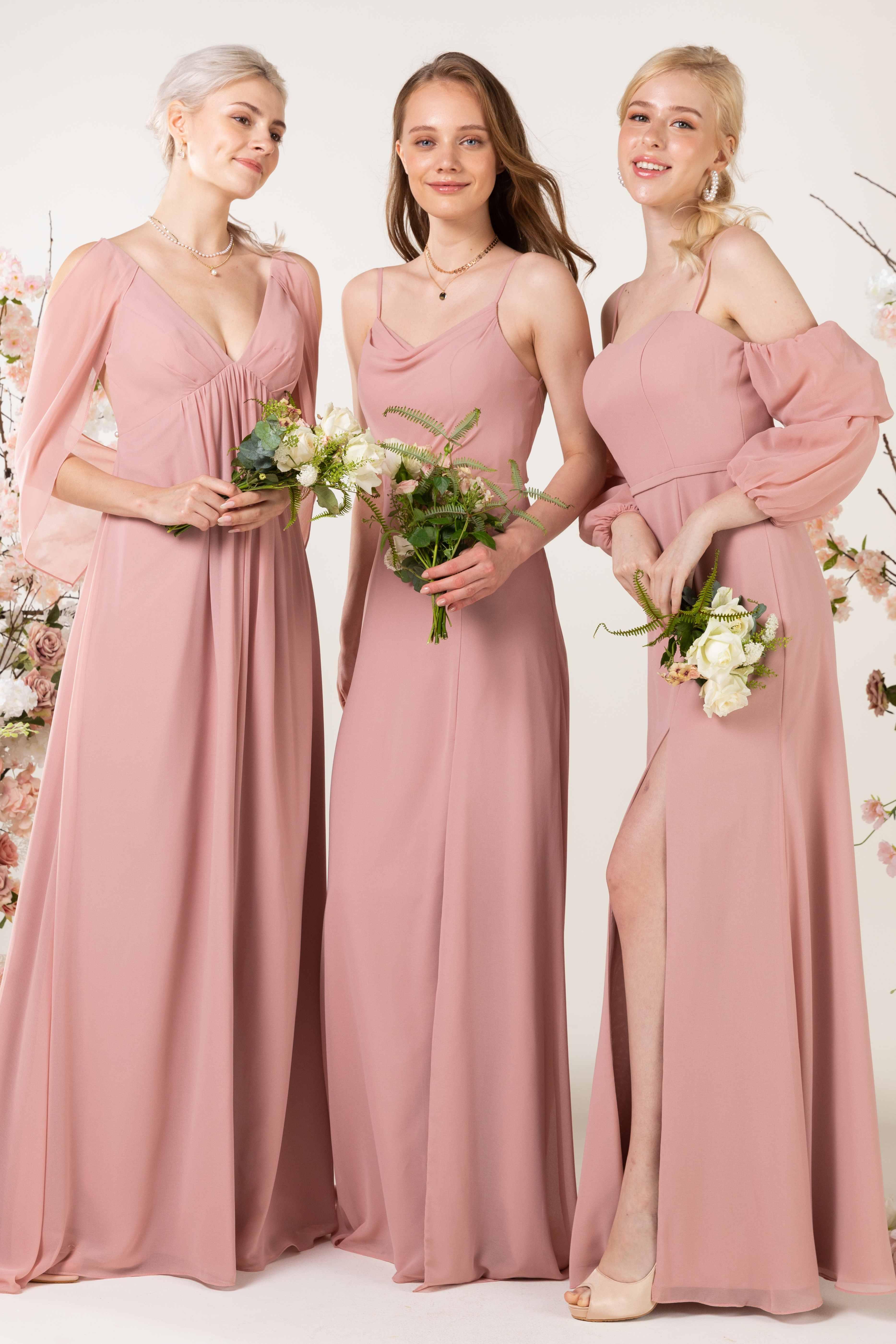 Sheath Sweep-Brush Train Chiffon Bridesmaid Dress CB0457