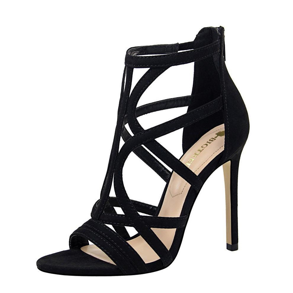 Suede Cross Pointy Stiletto Heels 614340182360