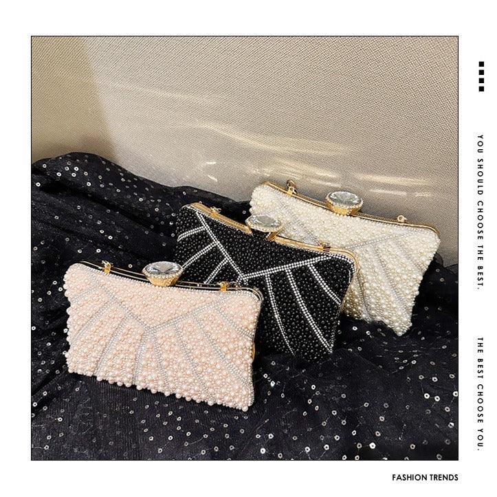 Pearl and diamond banquet clutch dress evening bag 823414689997