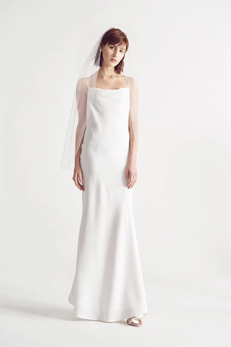 Sheath-Column Floor Length Elastic Cloth Wedding Dress 835205736869