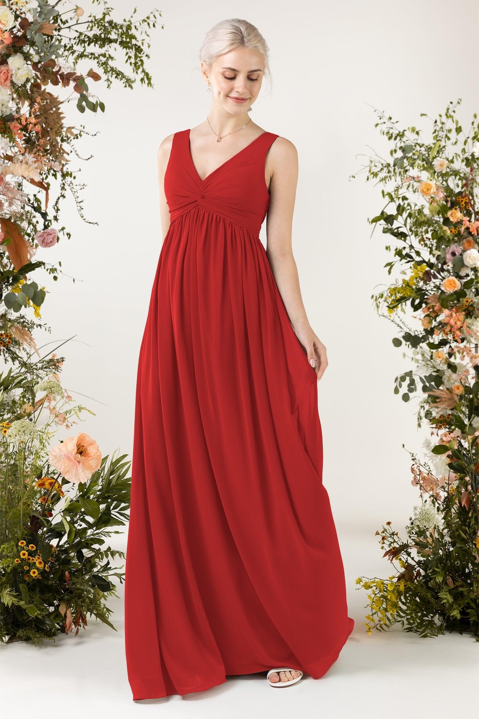 A-Line Sweep-Brush Train Chiffon Bridesmaid Dress CB0452