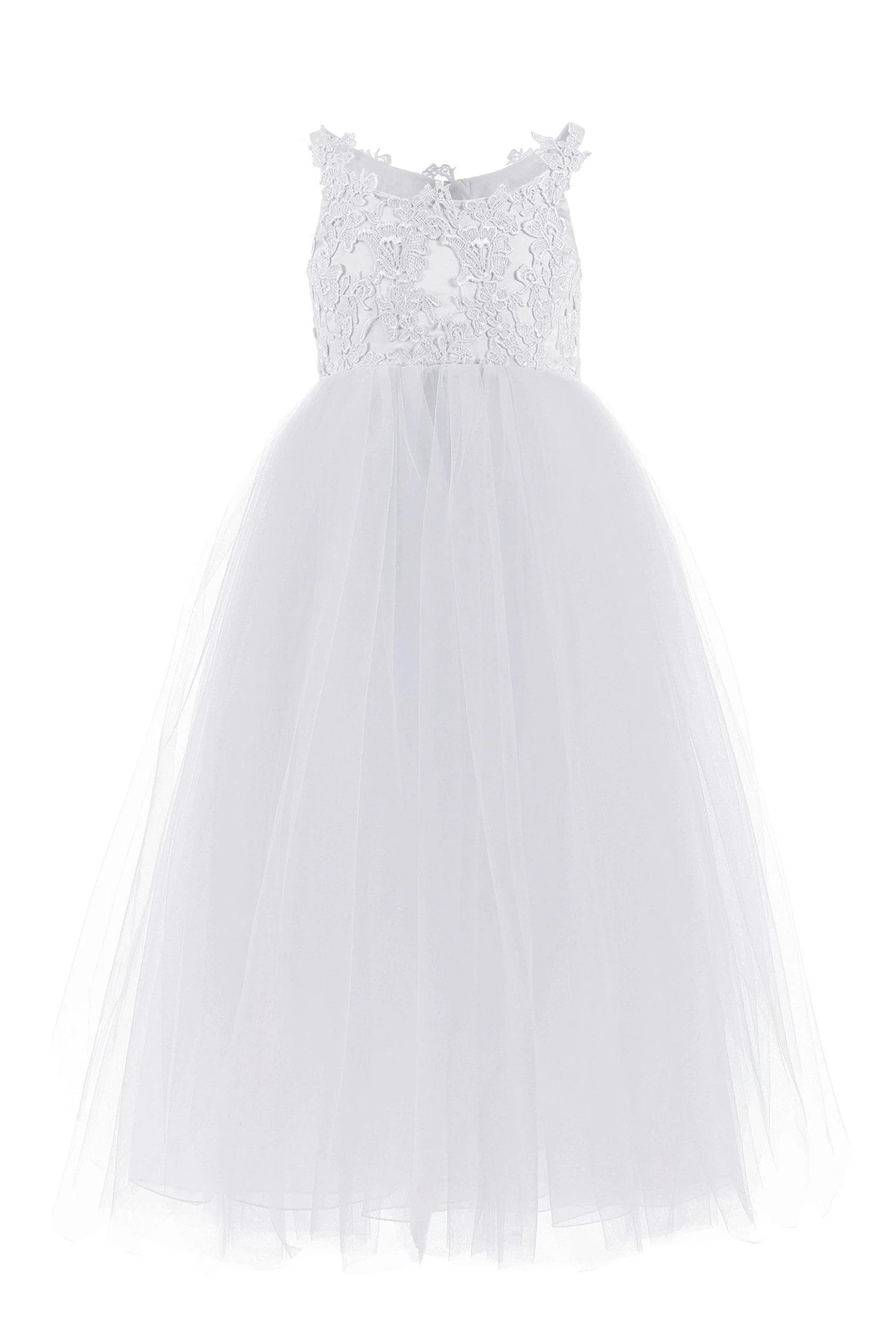 A-Line Floor Length Tulle Lace Flower Girl Dress CF0291