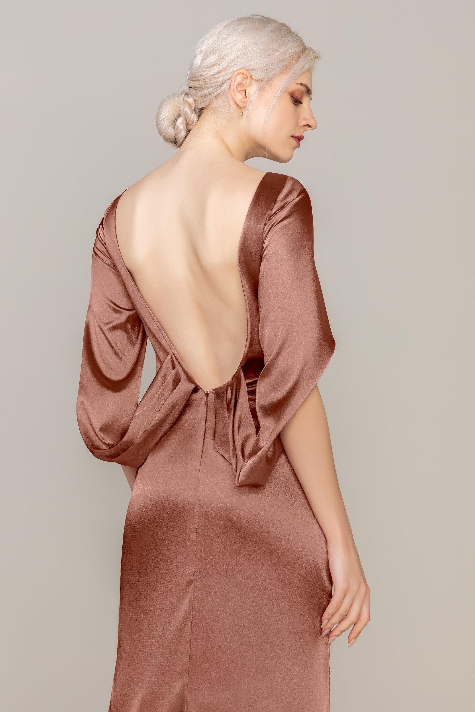 Sheath Sweep Train Luxe Satin Dress CS0314