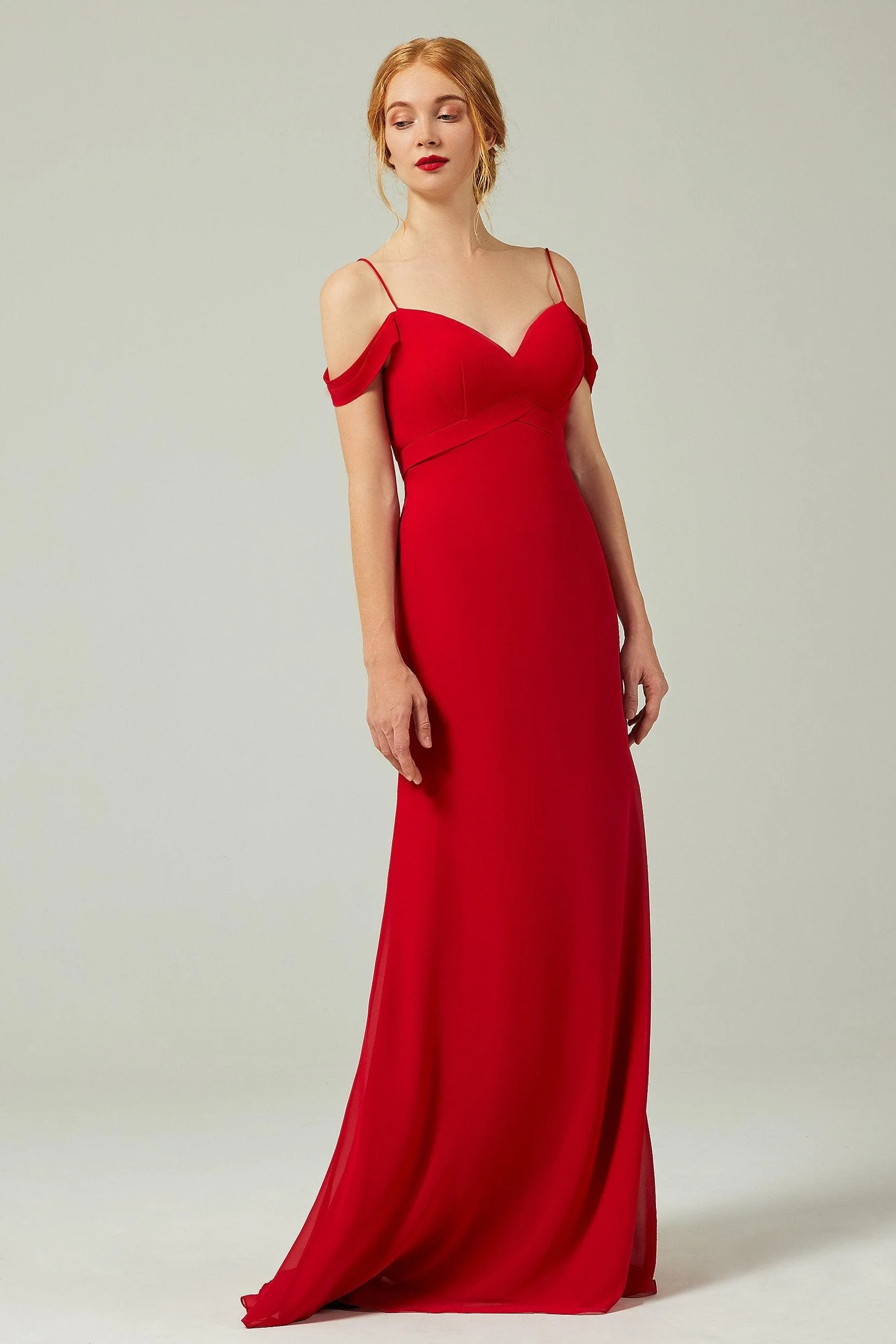 Sheath-Column Floor Length Chiffon Bridesmaid Dress Formal Dresses CB0343