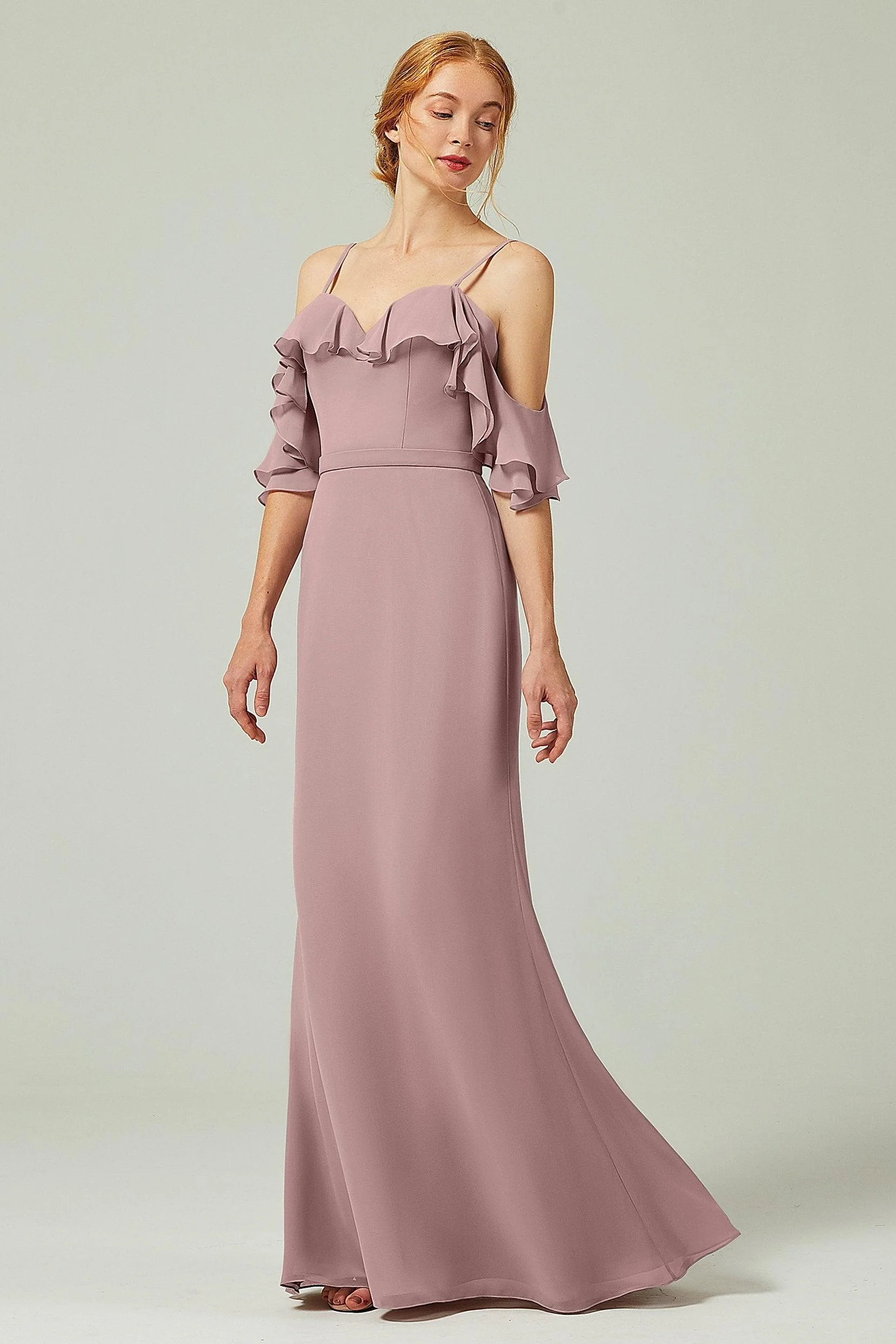 Sheath-Column Floor Length Chiffon Bridesmaid Dress CB0301