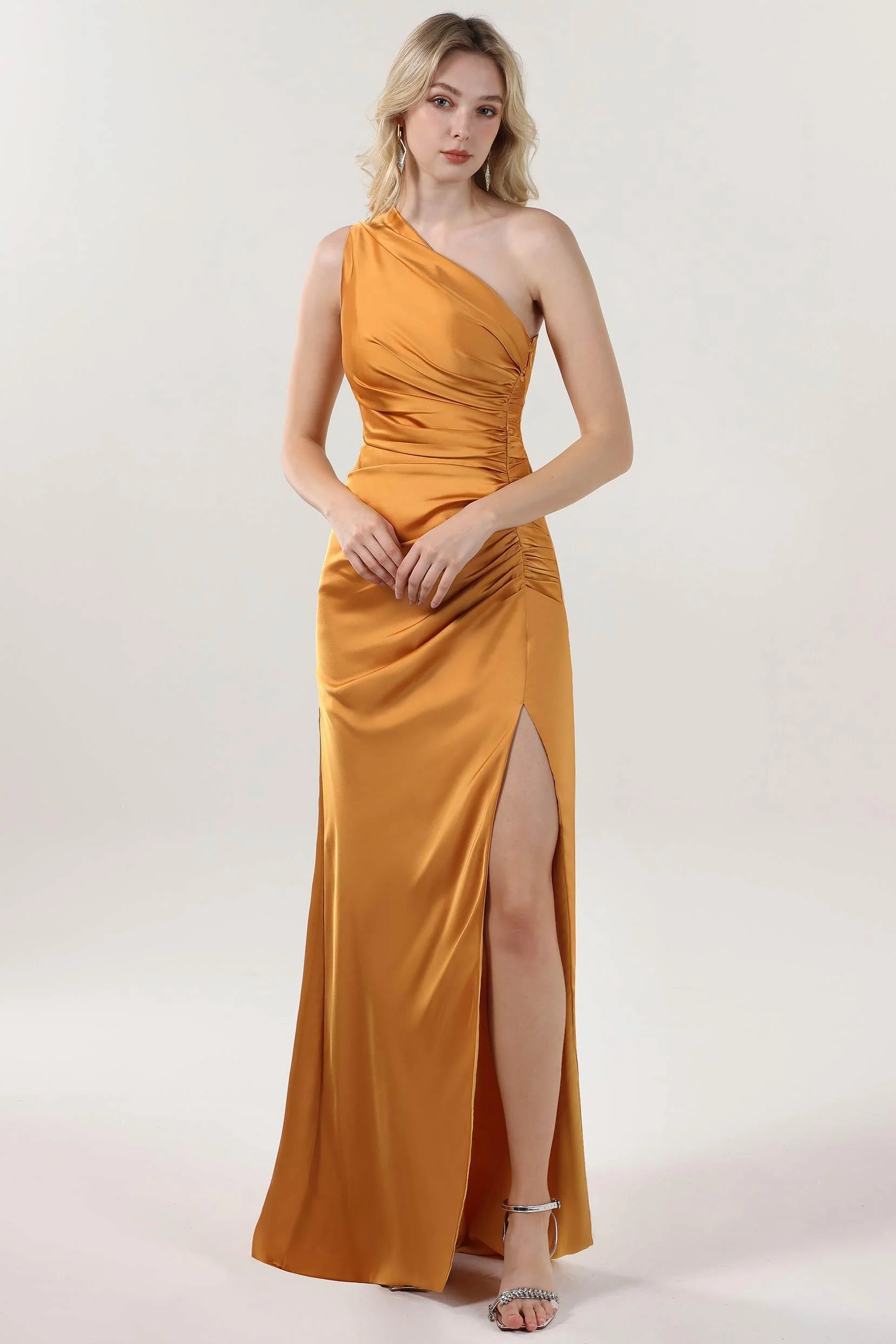 Sheath-Column Maxi Luxe Satin Formal Dress CS0606