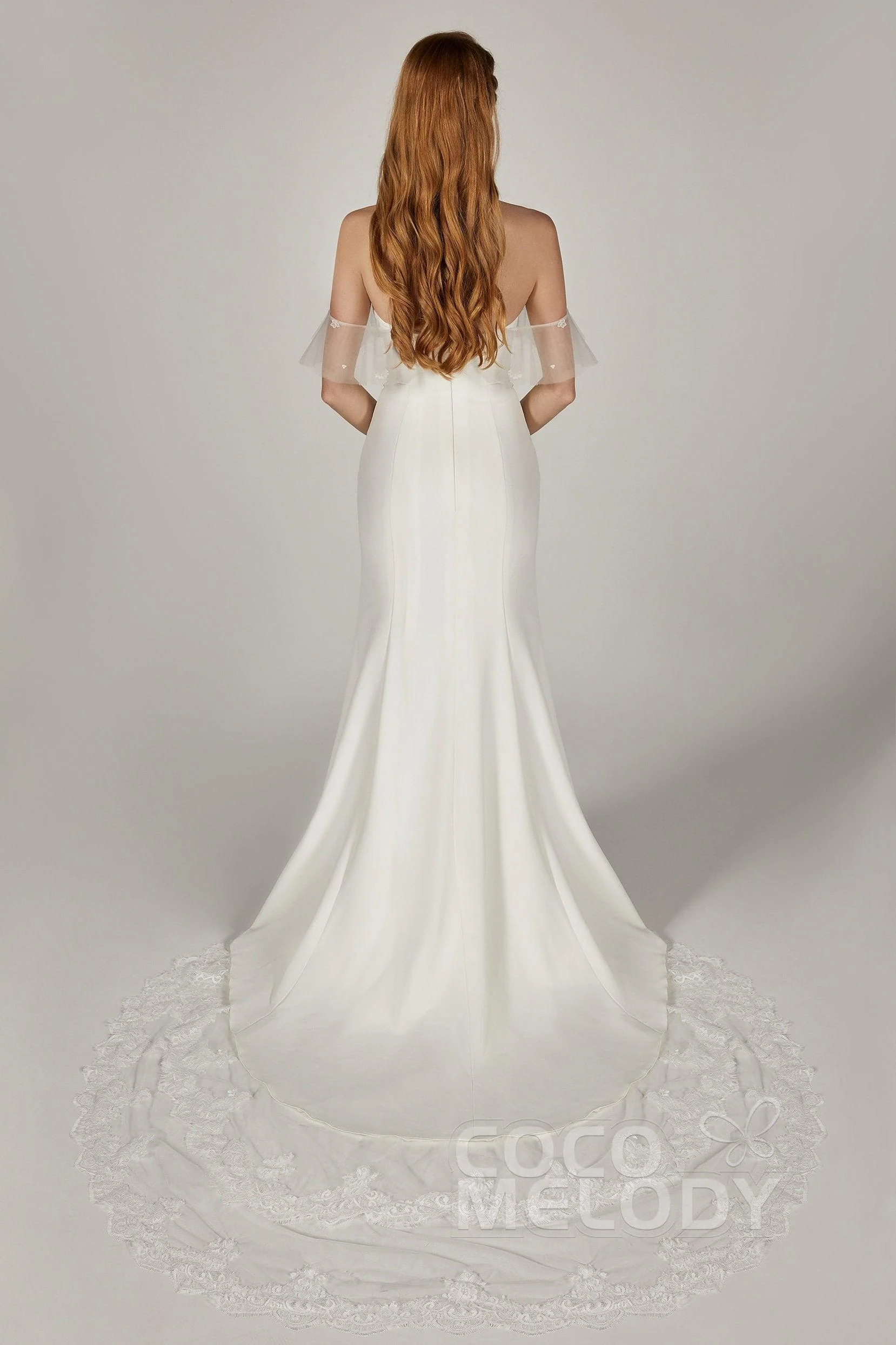 Trumpet Court Train Elastic Fabric Wedding Dress CW2217