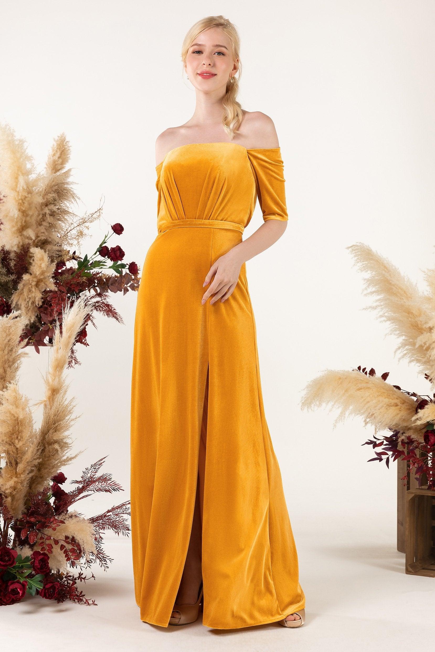 Sheath Sweep-Brush Train Velvet Bridesmaid Dress CB0519