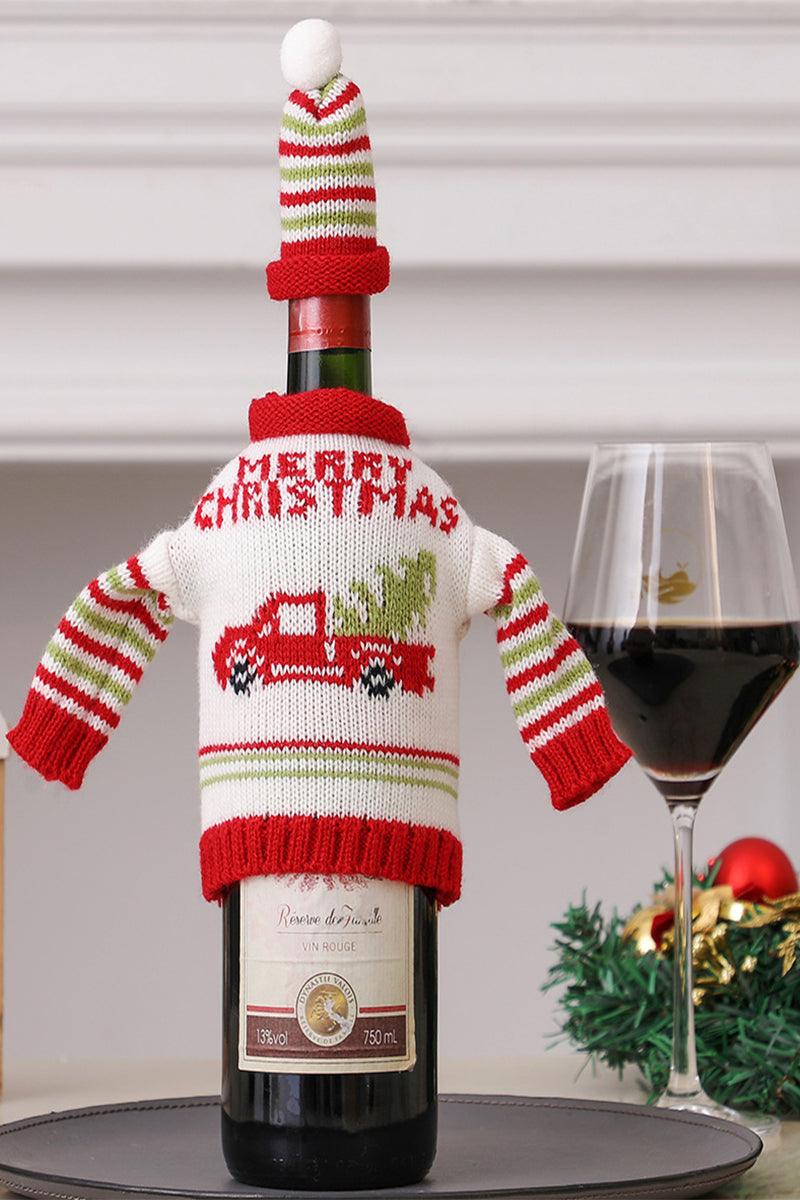 Christmas decorations wine knit bottle set holiday scene layout 807308392160