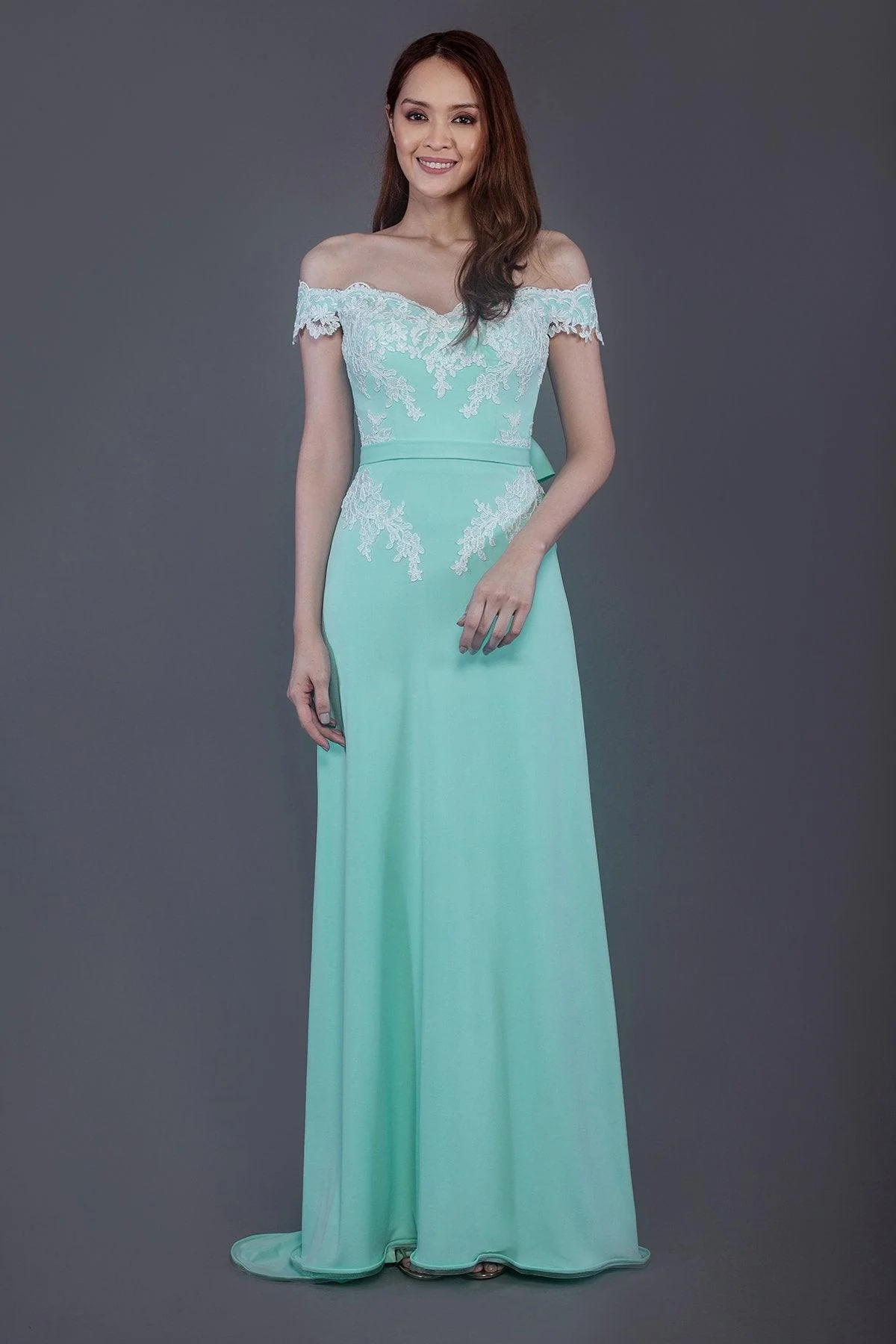 Sheath Sweep Train Knitted Fabric Bridesmaid Dress PR3561