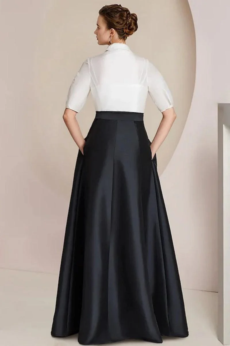A Line Shirt Collar Short Sleeves Floor Length 2 pieces Mother Dresses CM0347