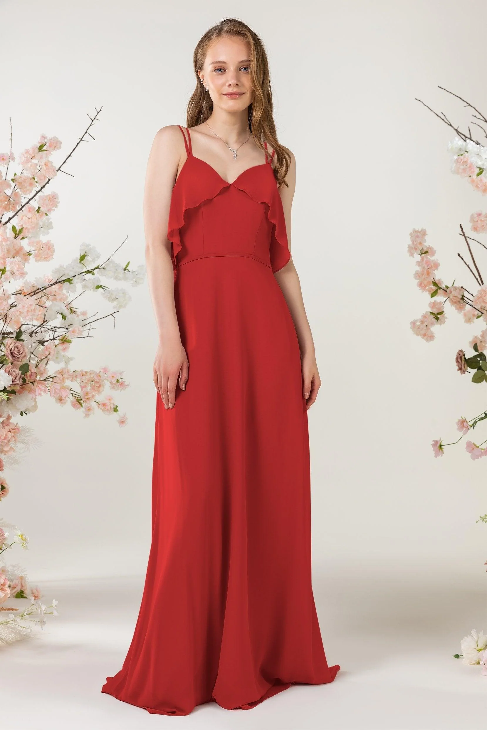Sheath Sweep-Brush Train Chiffon Bridesmaid Dress CB0472