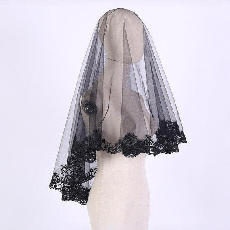 Black rose lace veil 882304078