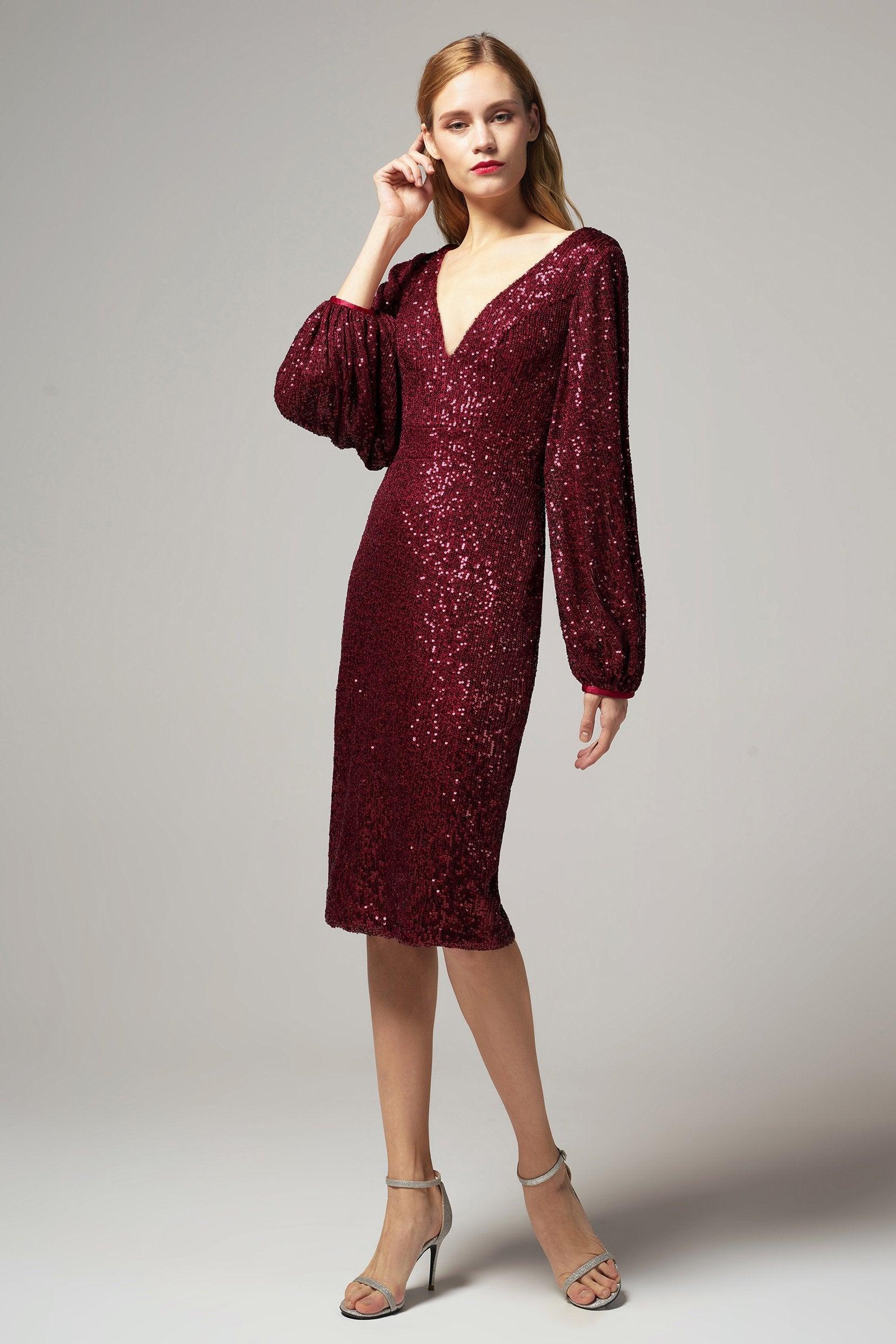 Sheath-Column Knee Length Sequined Dress CS0268