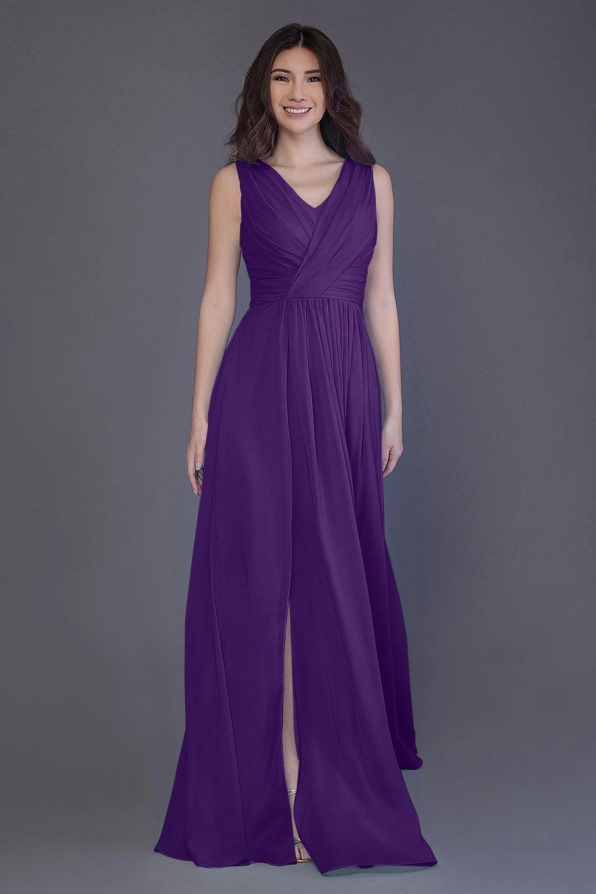 Sheath-Column Floor Length Chiffon Bridesmaid Dress PR3499CR