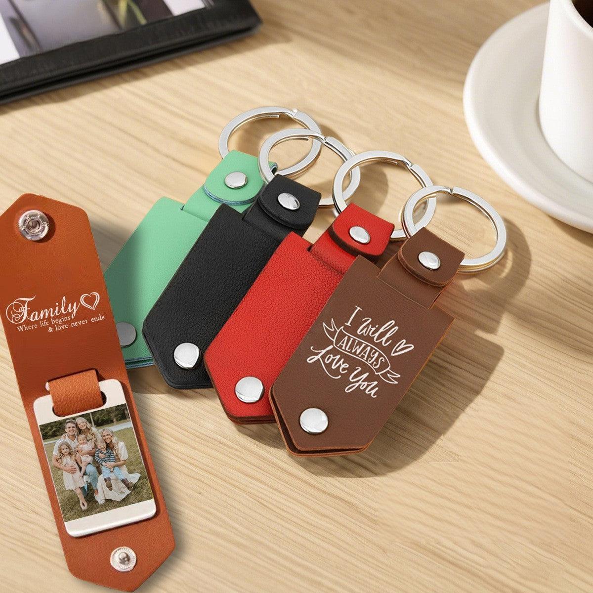 DIY printed leather aluminum key chain PU leather creative gift 837230735708