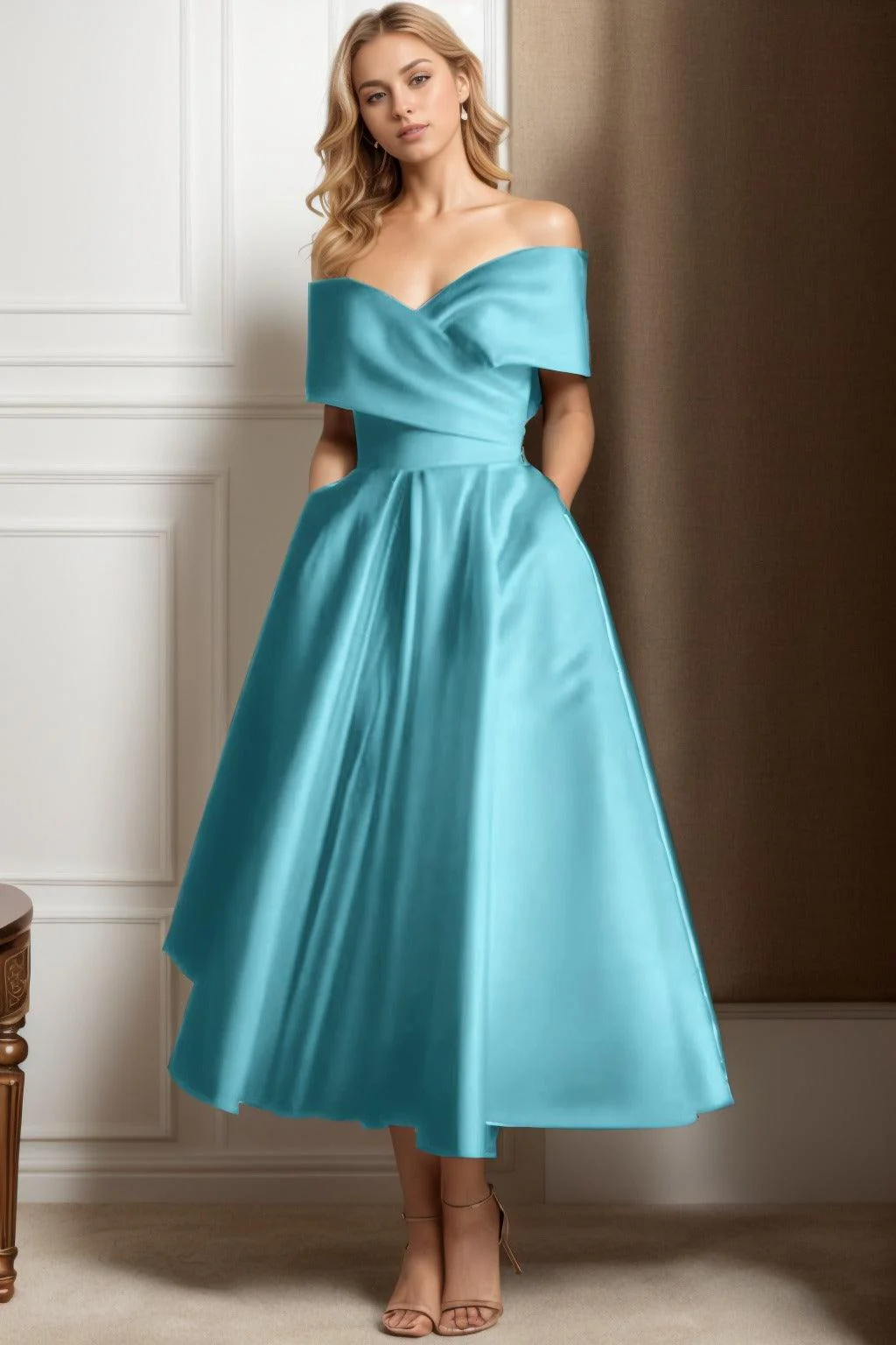 A-Line Ankle Length Satin Graduation Dresses CS0564