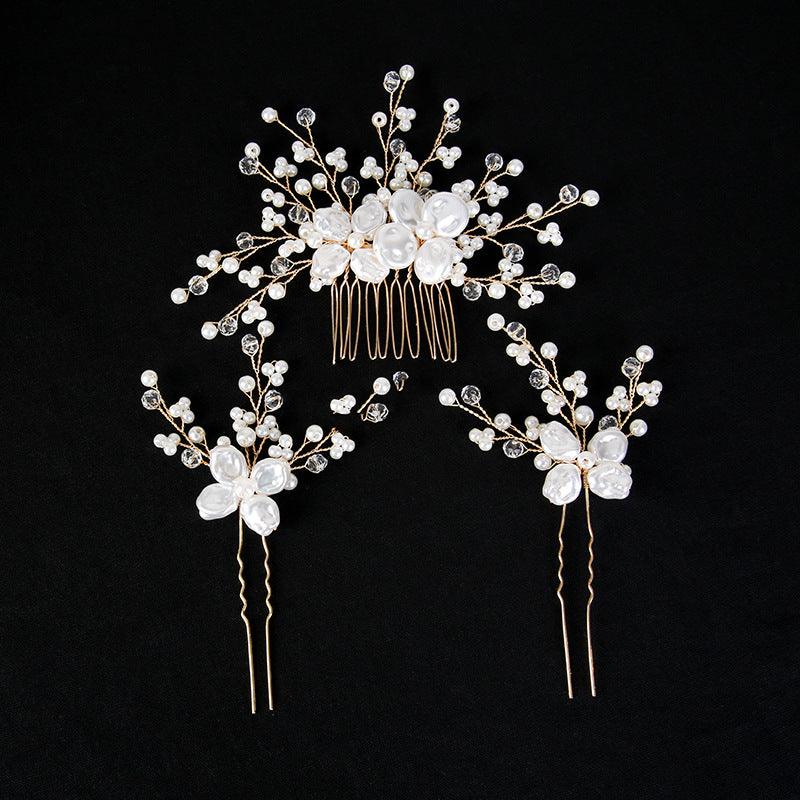 White Pearl Bride Combs 3 pieces 671252216580