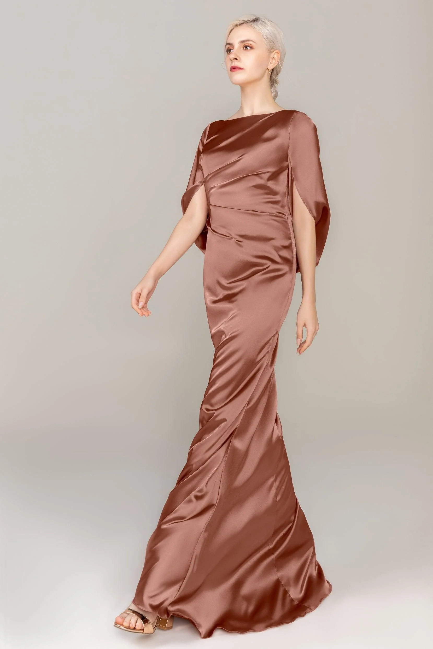 Sheath Sweep Train Luxe Satin Dress CS0314