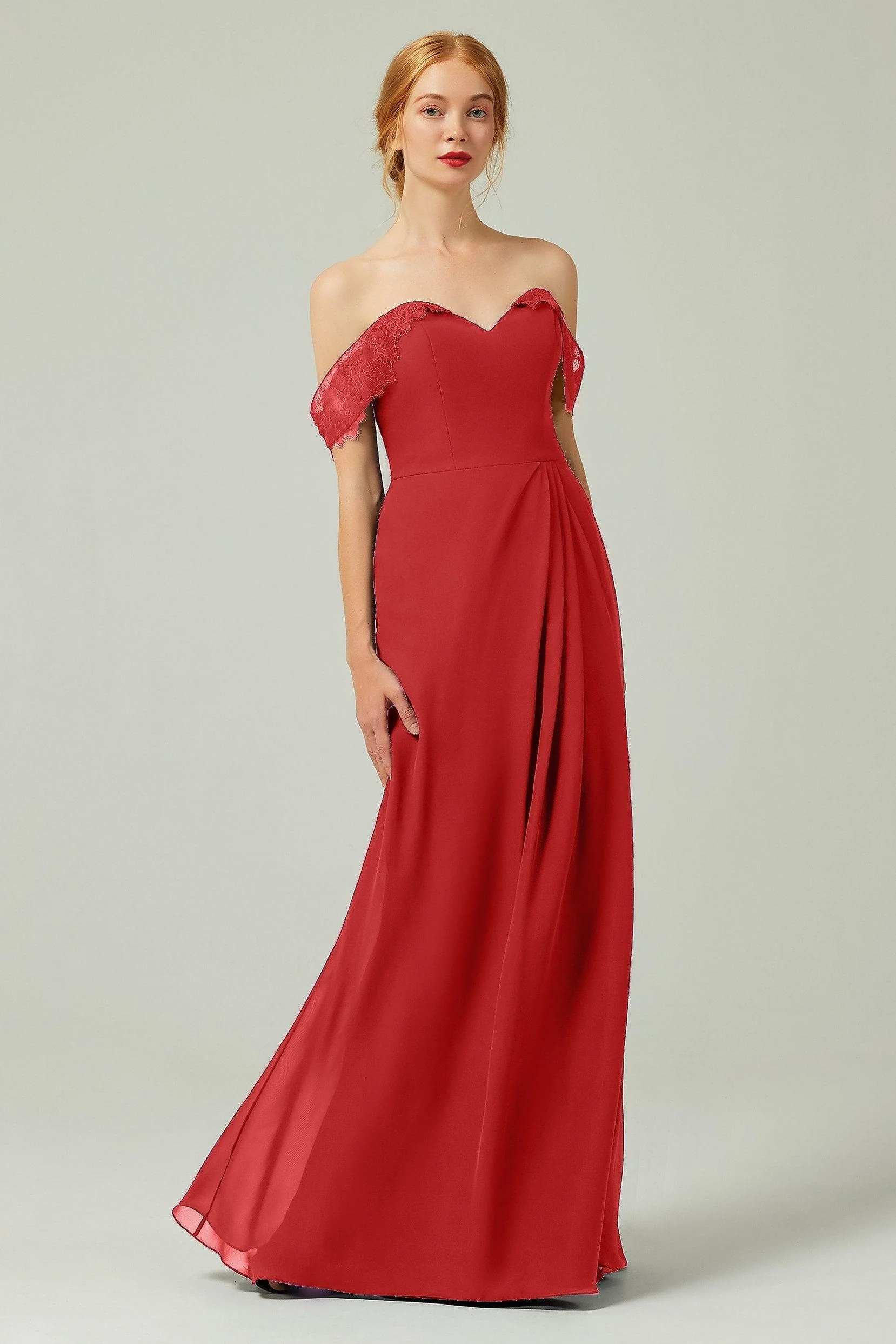 Sheath-Column Floor Length Chiffon Bridesmaid Dress Formal Dresses CB0338
