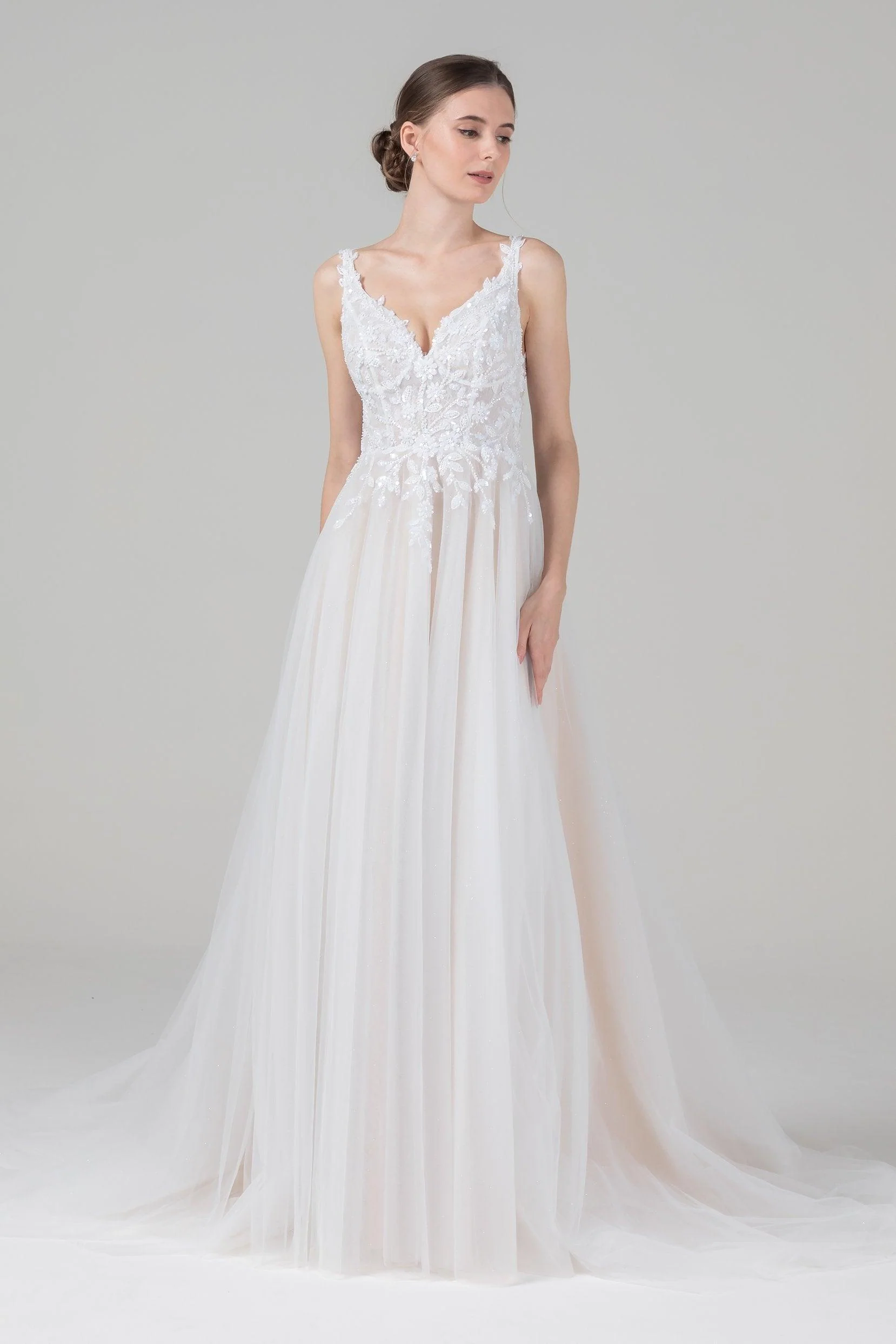 A-Line Court Train Tulle Lace Wedding Dress CW2585CR