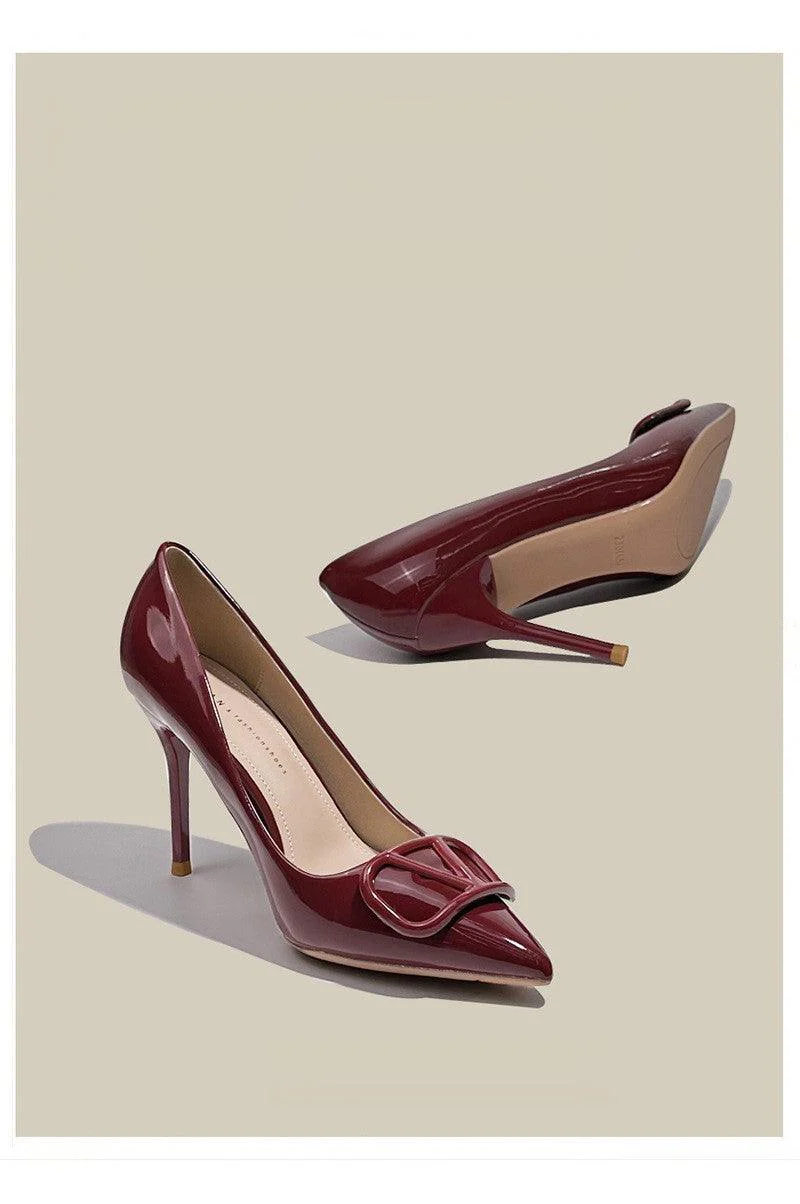 Faux Leather Pointy Stiletto Heels 726578630201