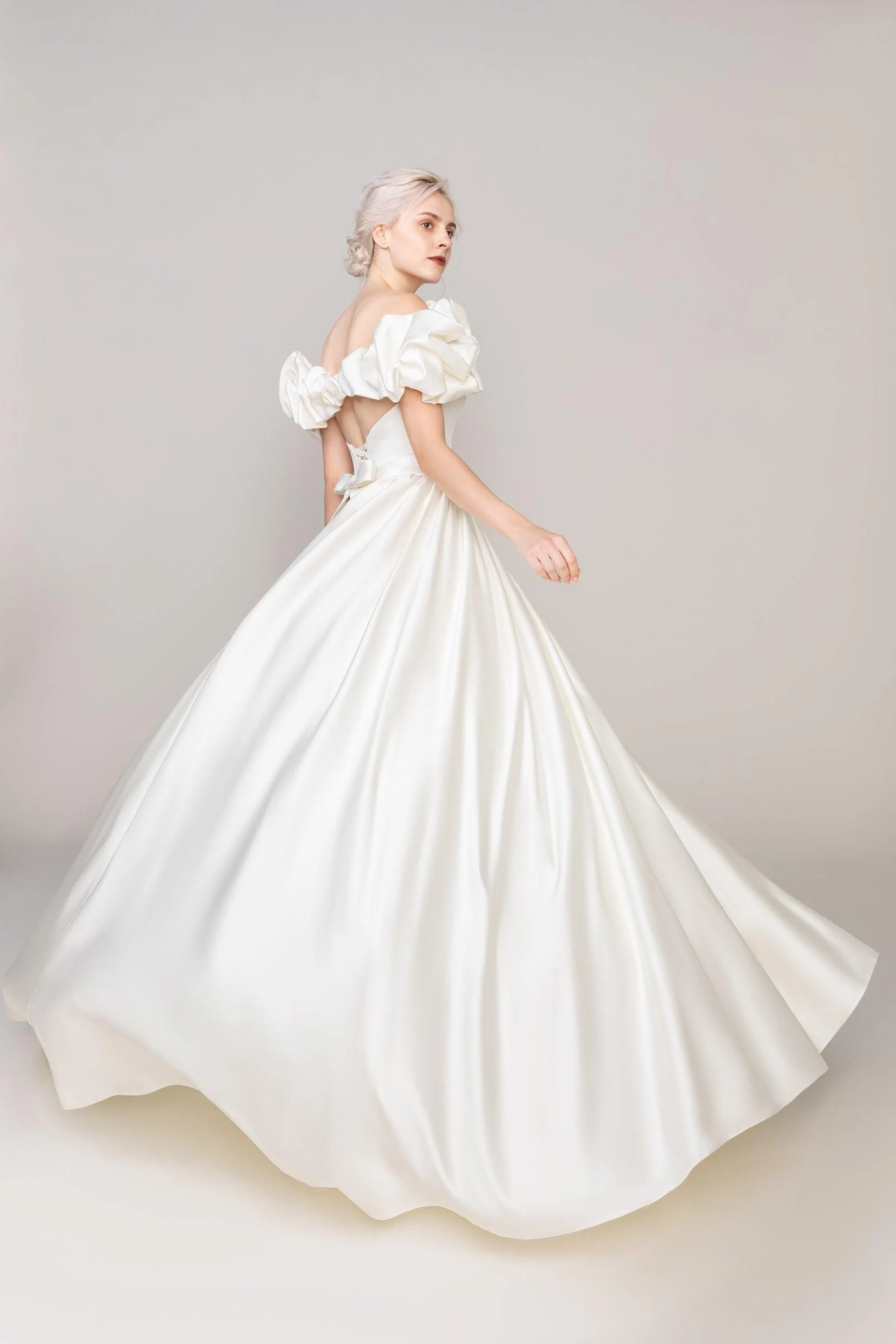 A-Line Court Train Satin Wedding Dress CW2478